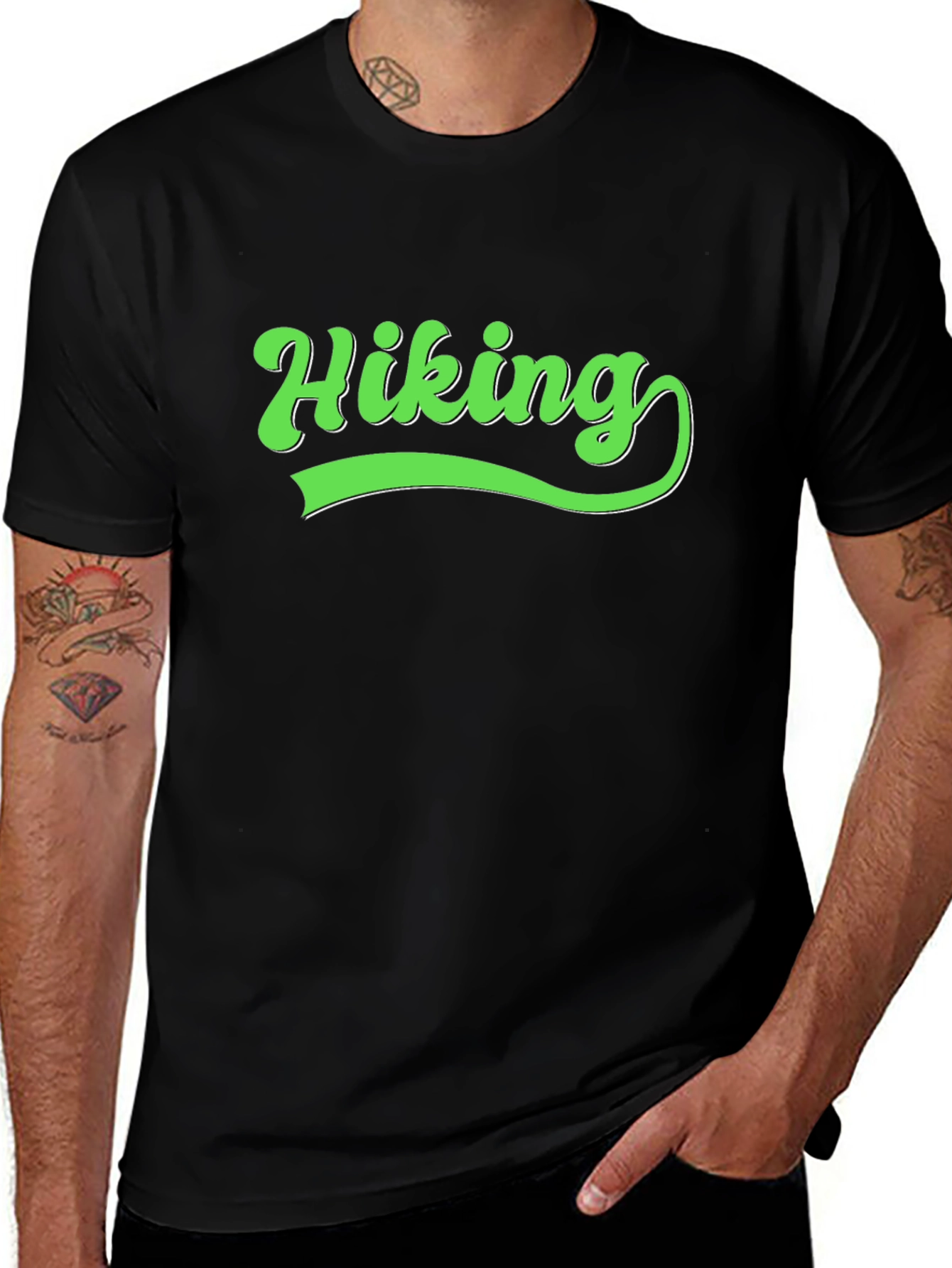Variant 15 of Hiking Graphic Tee - Black Cotton Blend Shirt