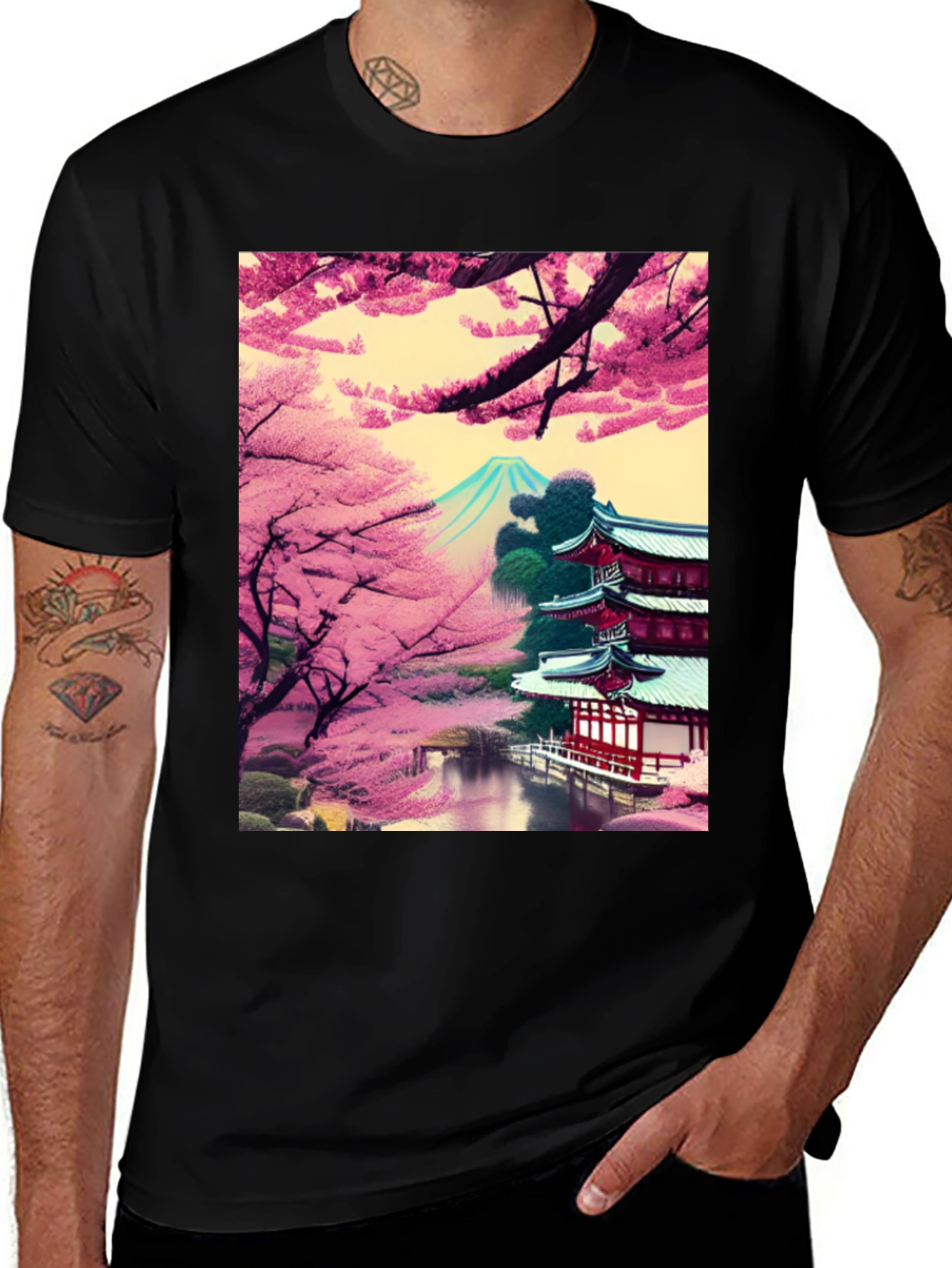 Variant 8 of Cherry Blossom Temple Graphic Tee