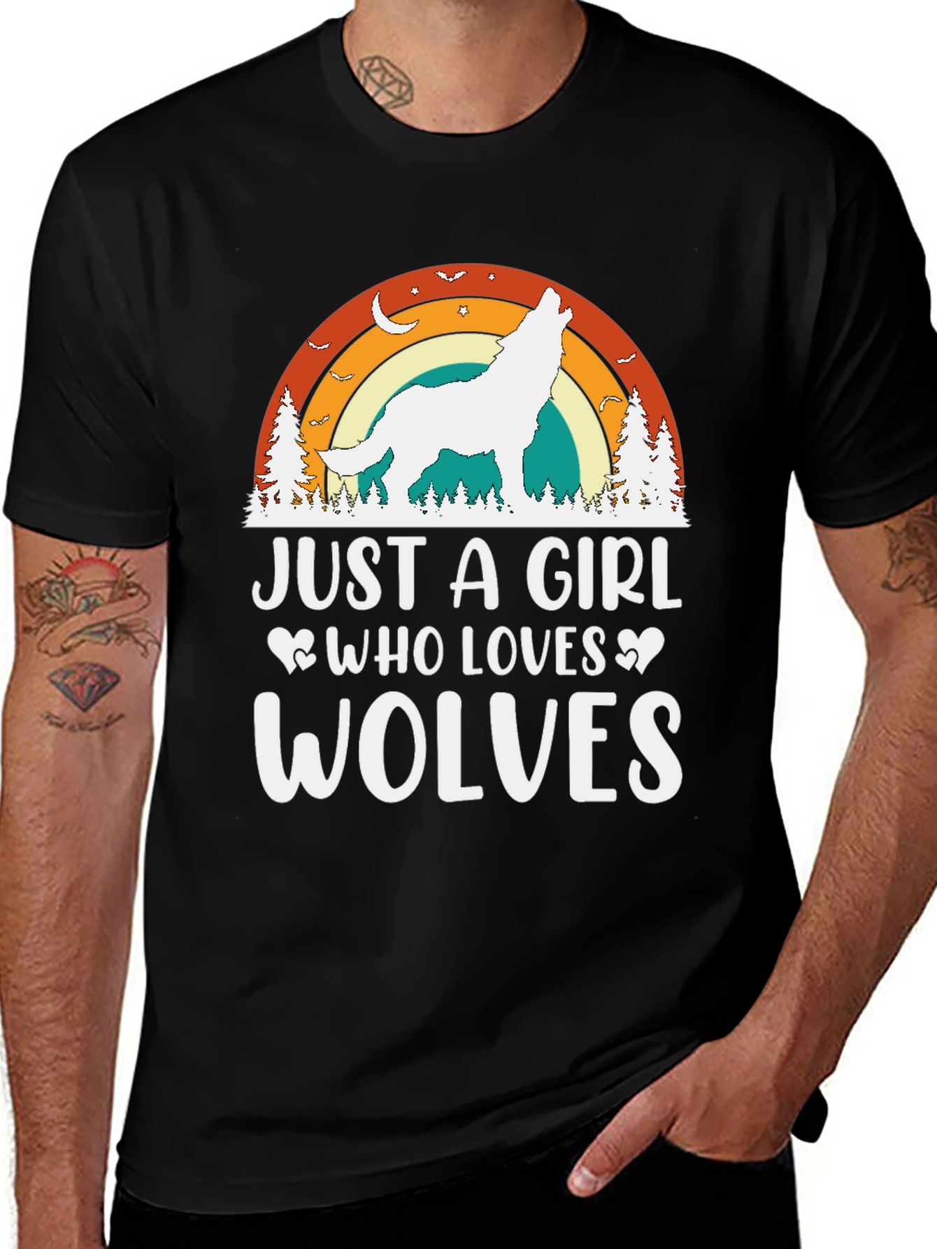 Variant 15 of Just A Girl Who Loves Wolves T-Shirt - Black