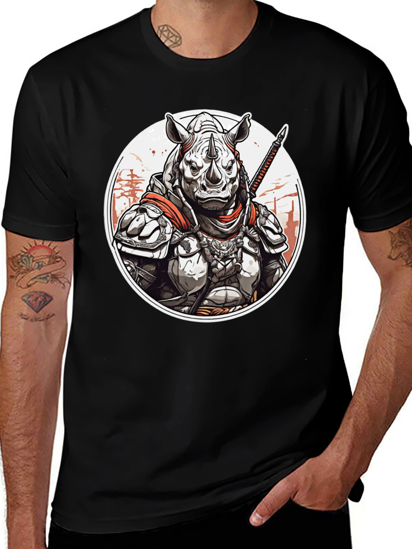 Variant 3 of Armored Rhino Warrior Graphic Tee