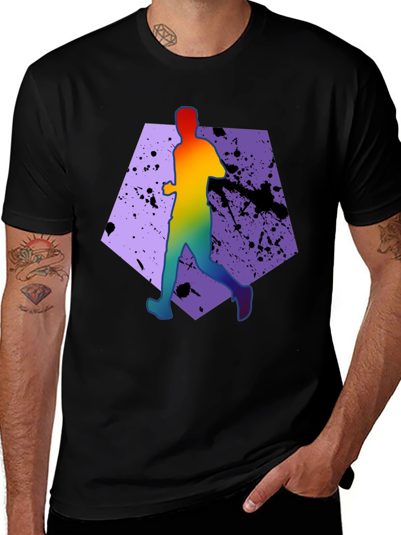 Variant 3 of Rainbow Runner Graphic Tee - Stylish Casual Wear
