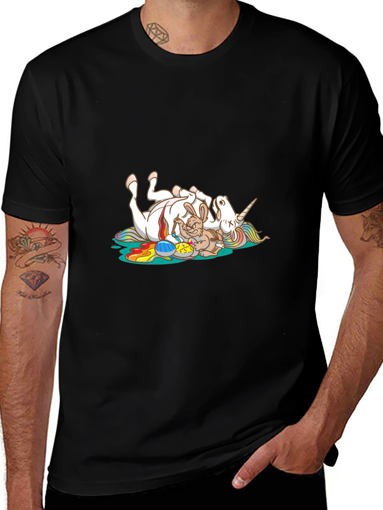 Variant 9 of Unicorn & Bunny Easter Egg Decorating Graphic T-Shirt