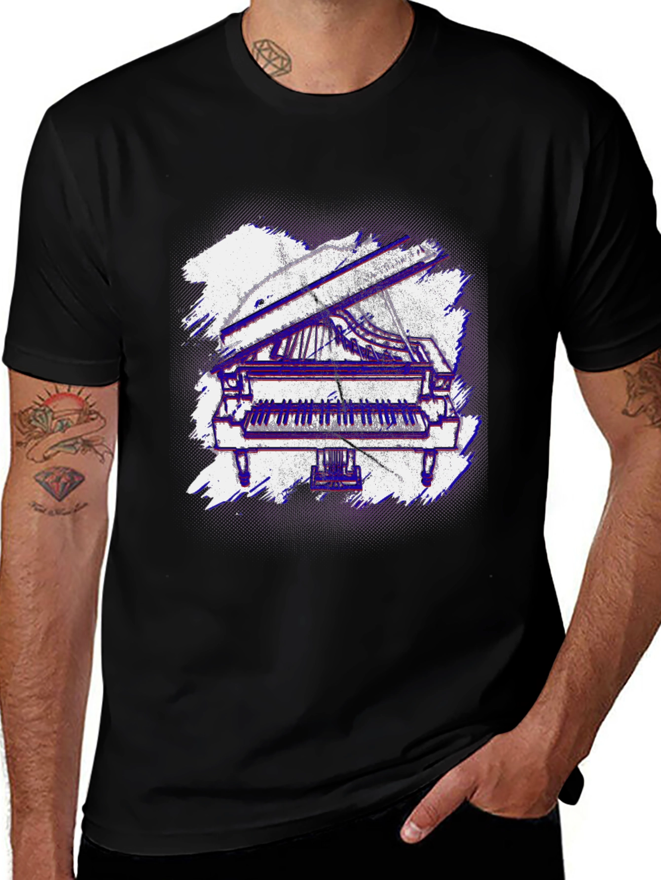 Variant 18 of Piano Graphic T-Shirt - Musician Tee