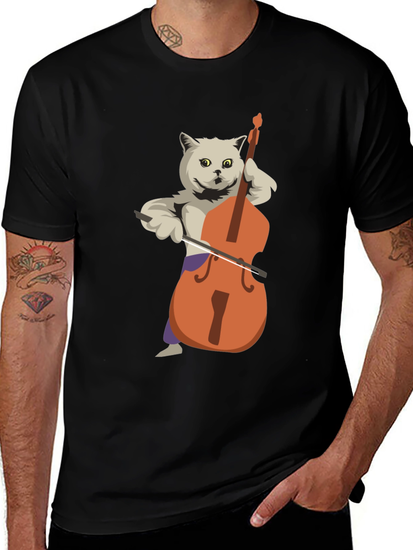 Variant 11 of Cat Playing Bass T-Shirt - Funny Musician Tee