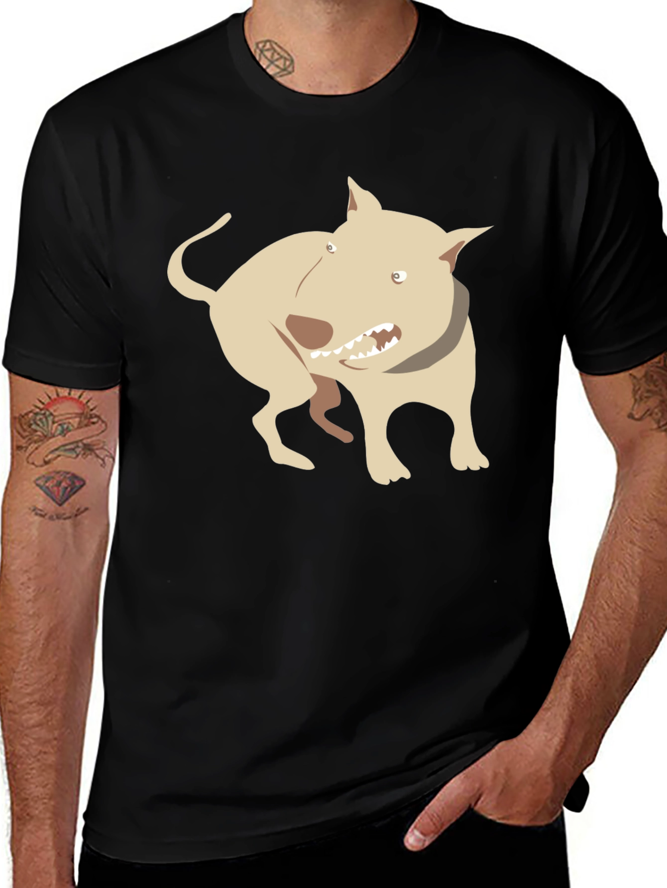 Variant 14 of Dog Cartoon Graphic T-Shirt - Mens Crew Neck Tee