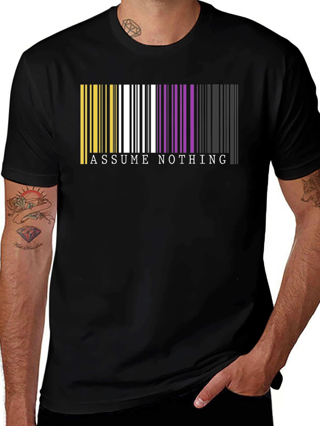 Variant 16 of Assume Nothing Barcode T-Shirt