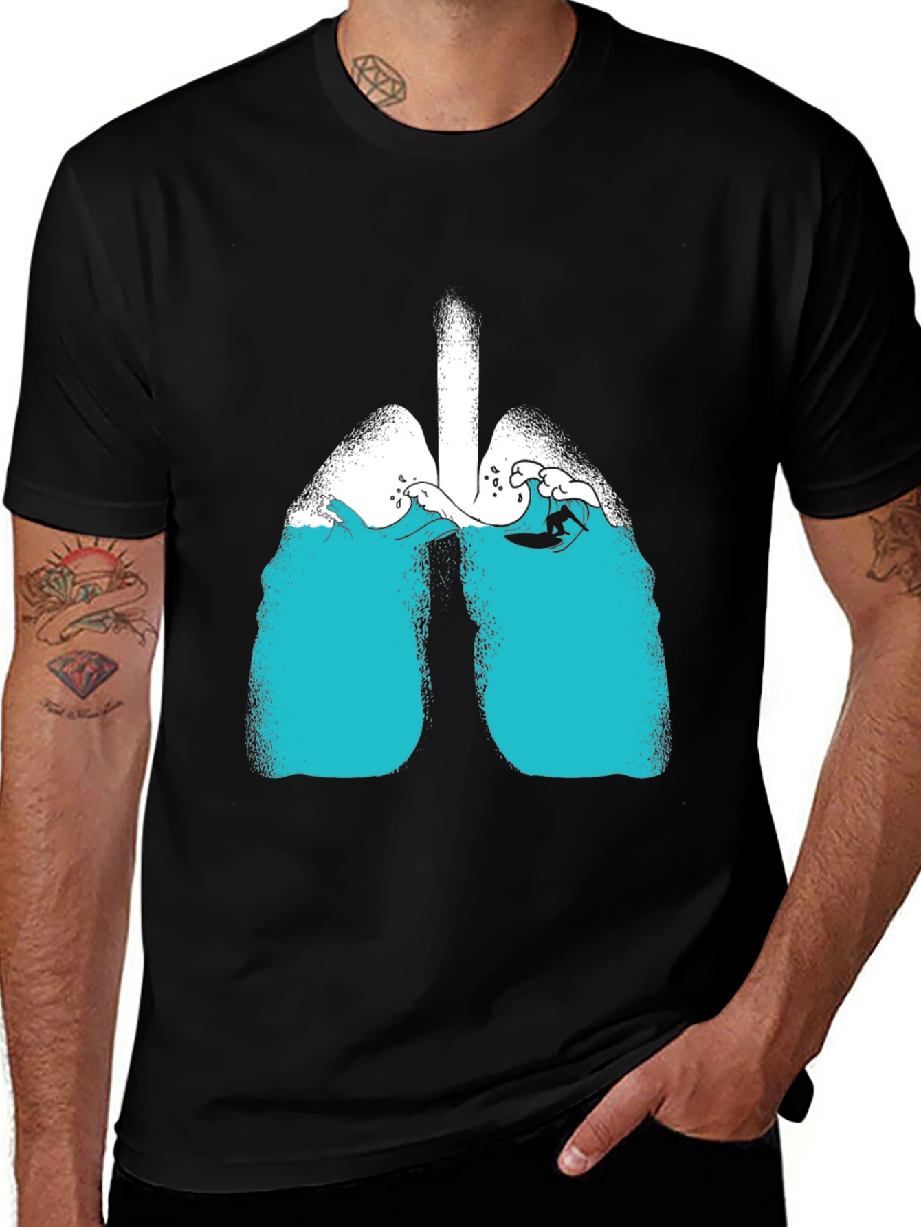 Variant 4 of Surf Lungs Black Graphic T-Shirt