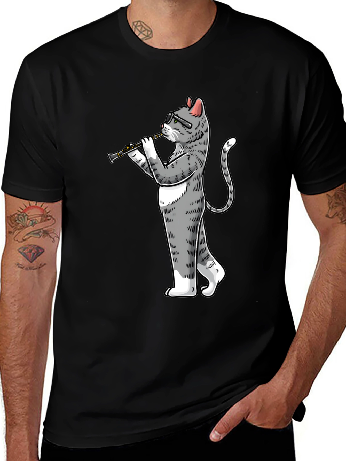 Variant 19 of Cat Clarinet Player Graphic Tee