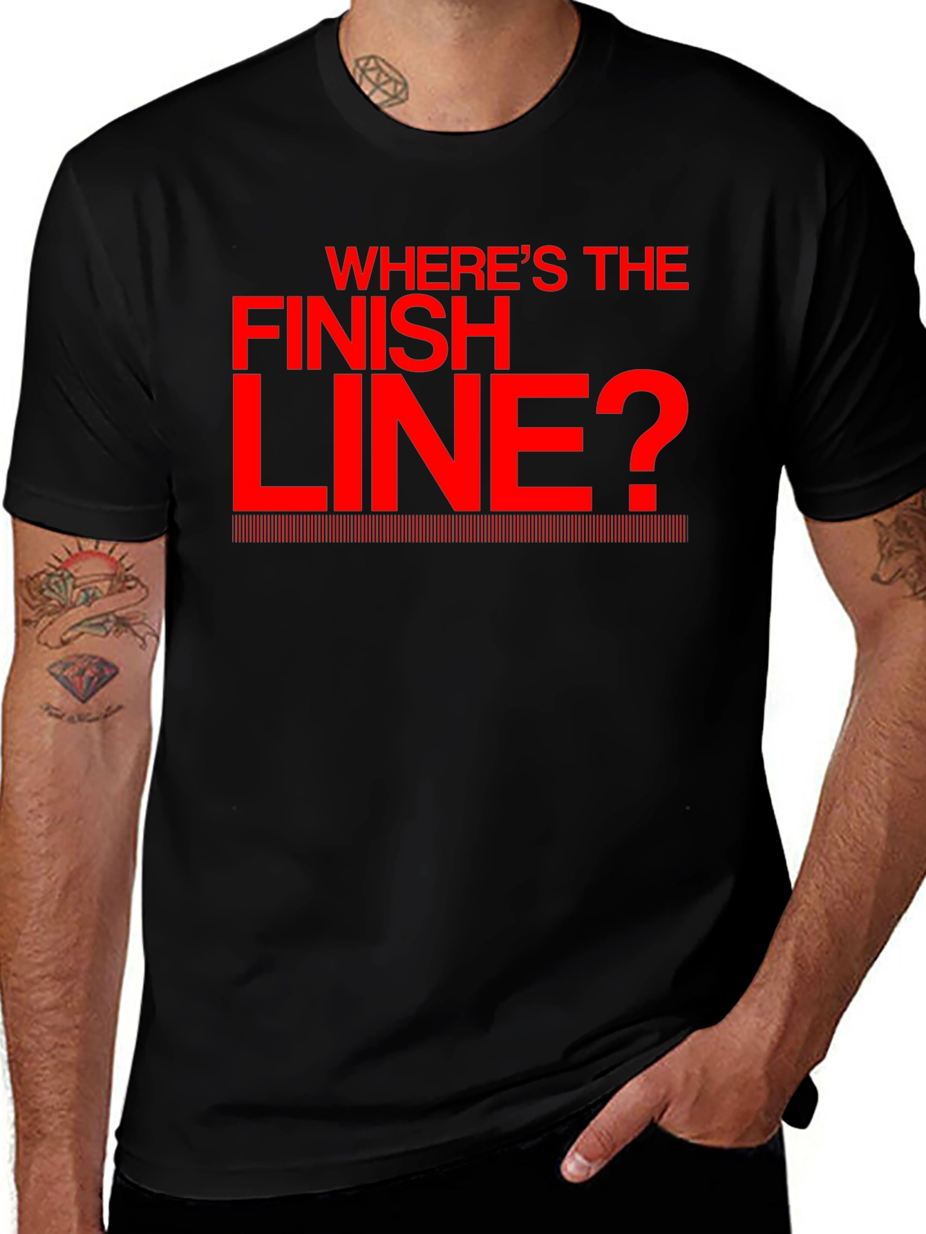 Black Where's the Finish Line? Black T-Shirt main image