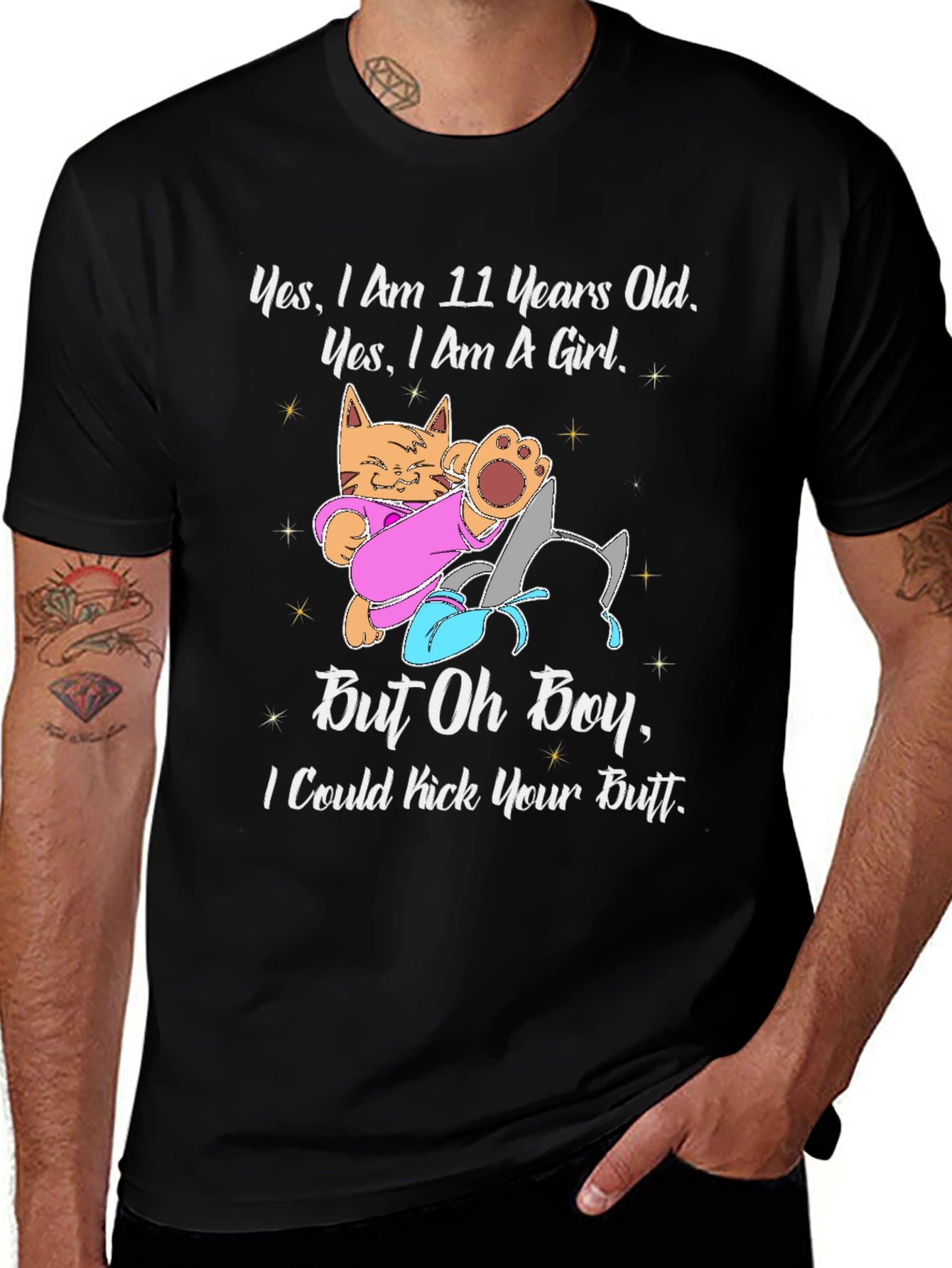 Variant 16 of 11 Year Old Girl Cat Kick Butt Funny T-Shirt