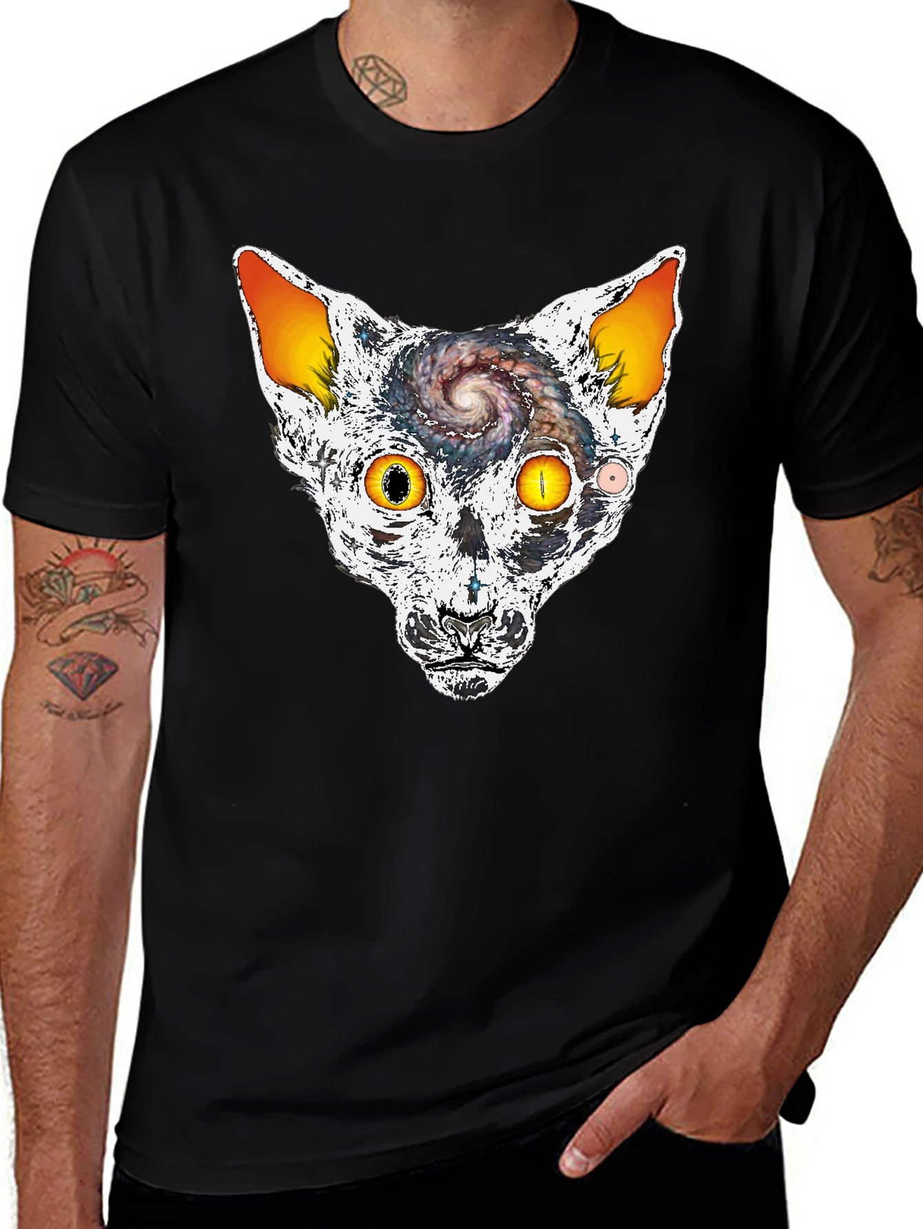 Variant 9 of Cosmic Cat Head Graphic T-Shirt
