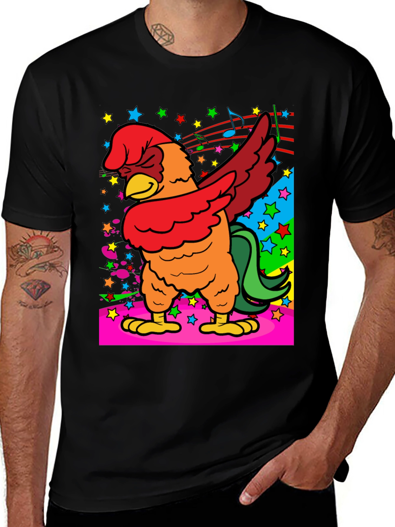 Dabbing Chicken Graphic Tee - Funky Bird T-Shirt