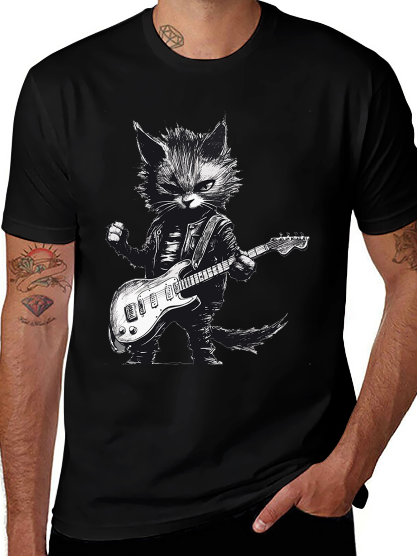 Variant 2 of Cool Cat Guitarist Graphic Tee