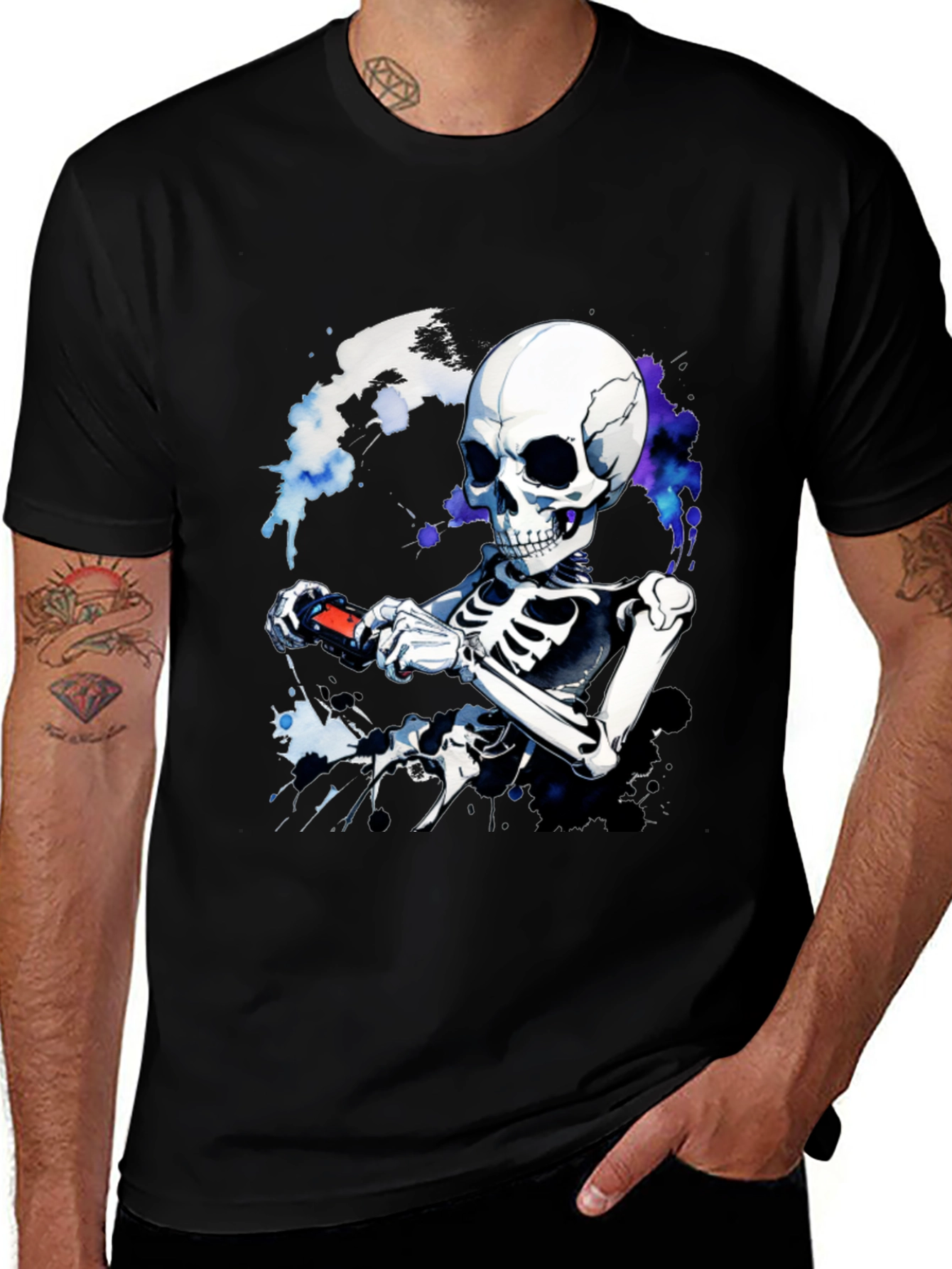 Variant 9 of Skeleton Gamer T-Shirt - Cool Graphic Tee