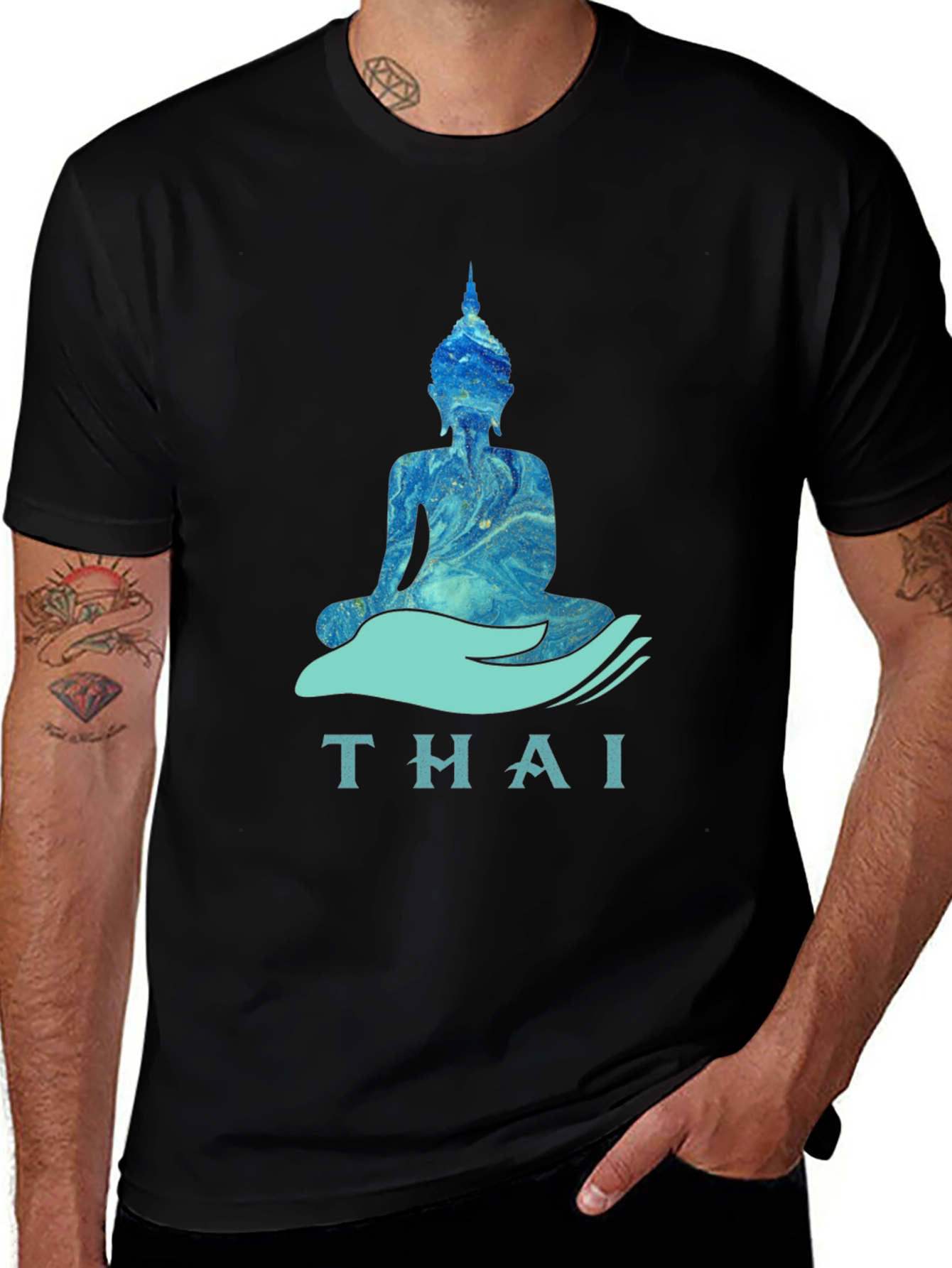 Thai Buddha Graphic T-Shirt - Black