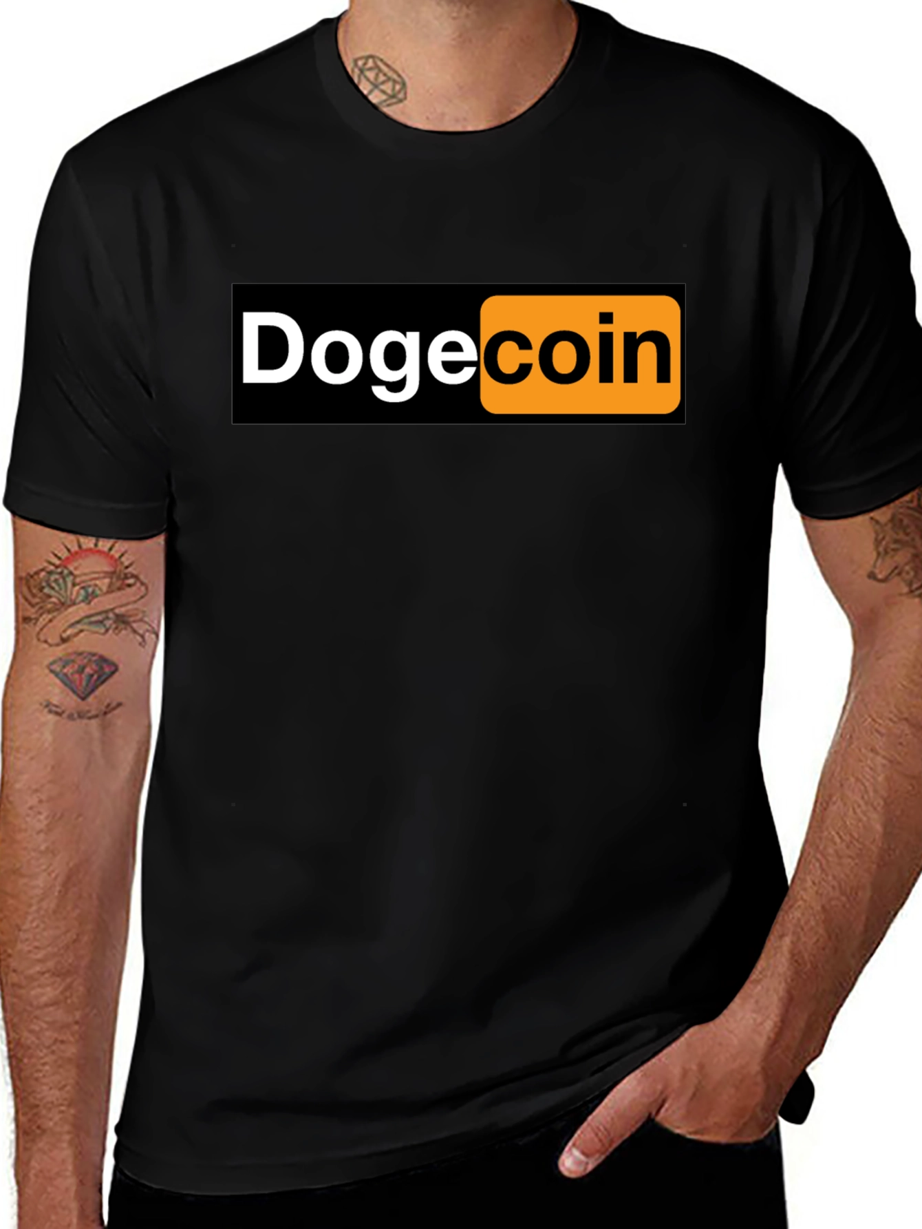 Dogecoin Parody T-Shirt - Black Novelty Tee