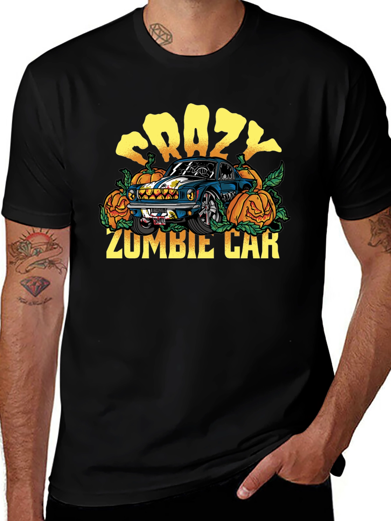Crazy Zombie Car Halloween T-Shirt