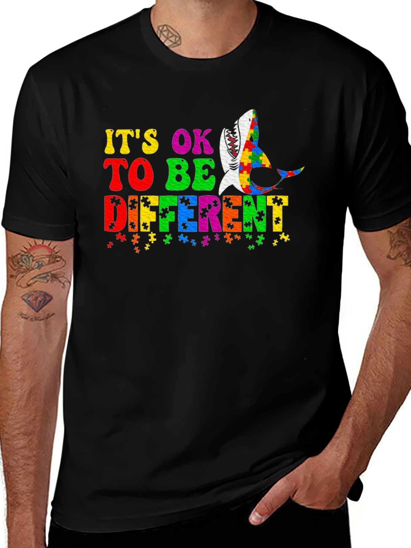 Variant 28 of Autism Awareness Shark T-Shirt - It's OK To Be Different!