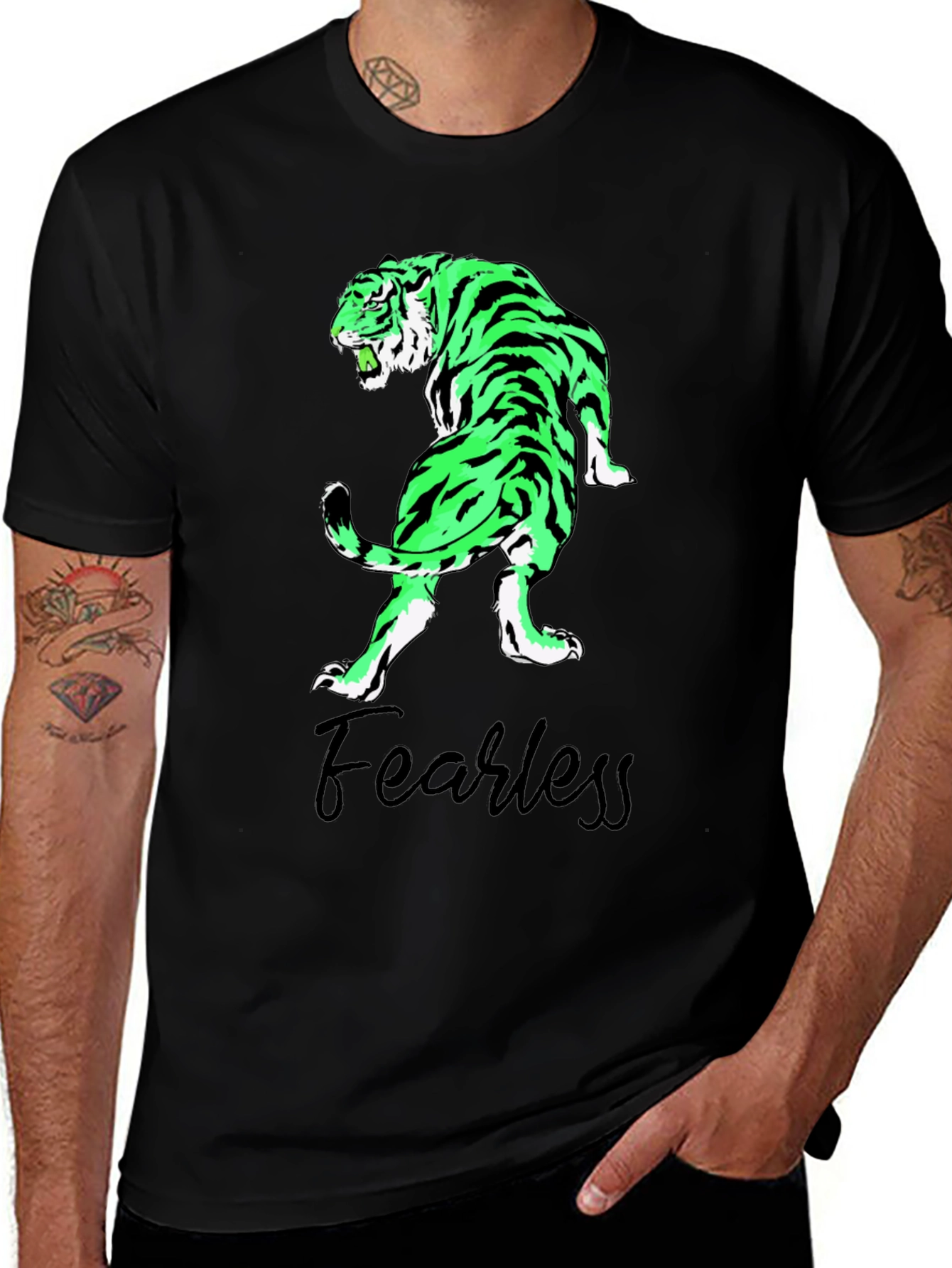 Variant 22 of Fearless Tiger Graphic Tee - Black T-Shirt