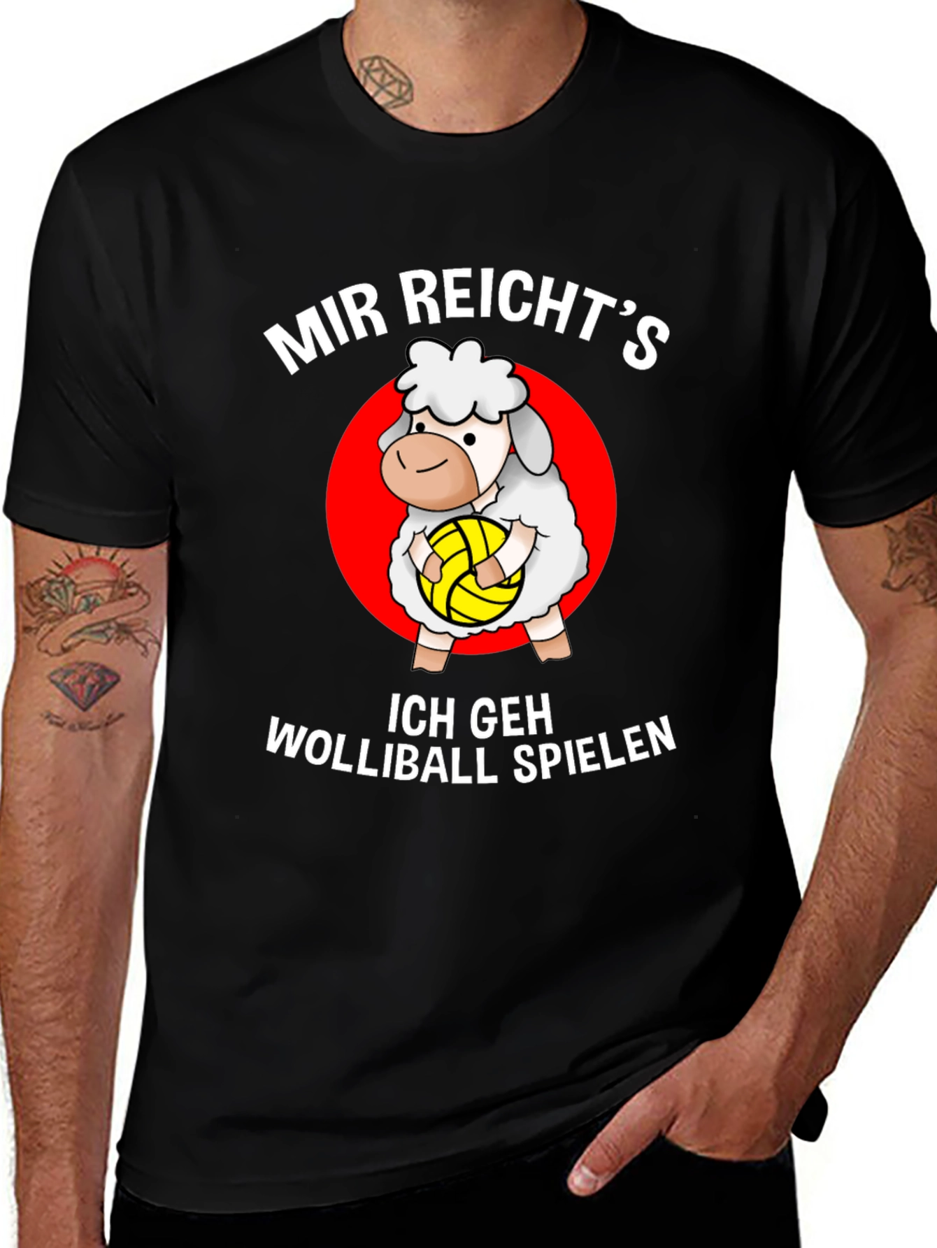 Variant 24 of Mir Reicht's Wolliball T-Shirt - Funny Sheep Volleyball Tee