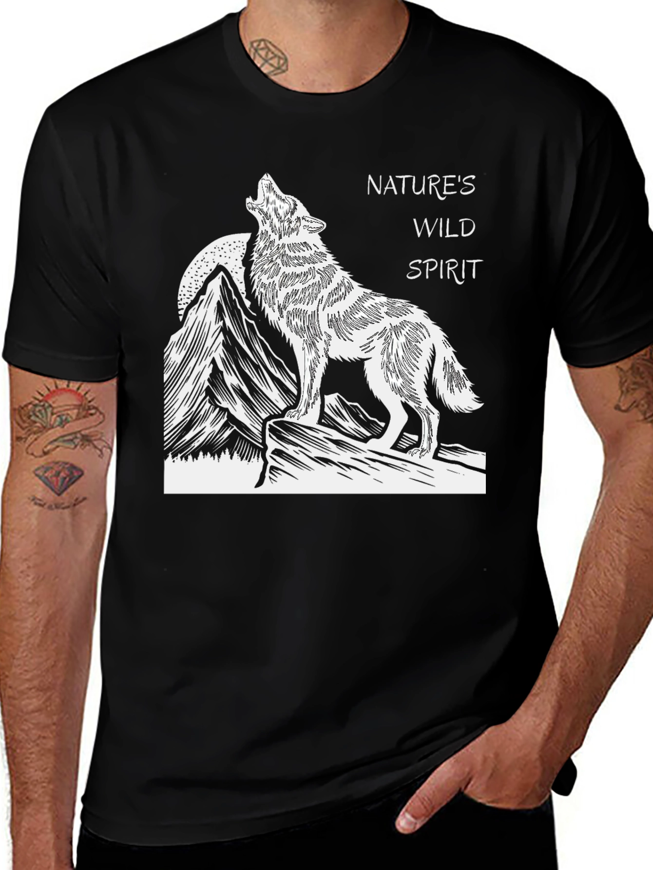 Variant 17 of Nature's Wild Spirit Black Graphic Tee