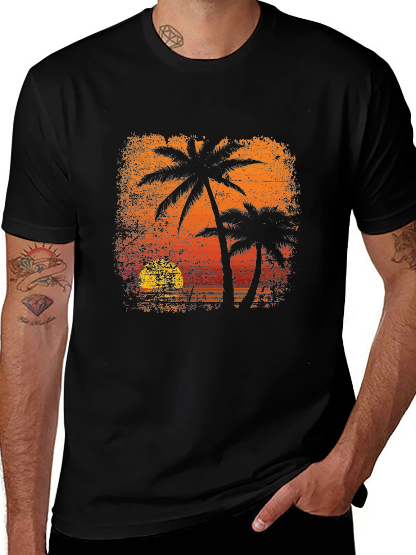 Variant 19 of Sunset Palm Tree Graphic Tee - Tropical Vibe