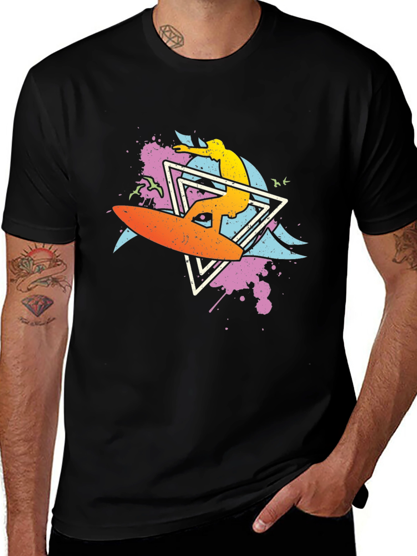 Variant 9 of Retro Surfer Graphic Tee - Black T-Shirt