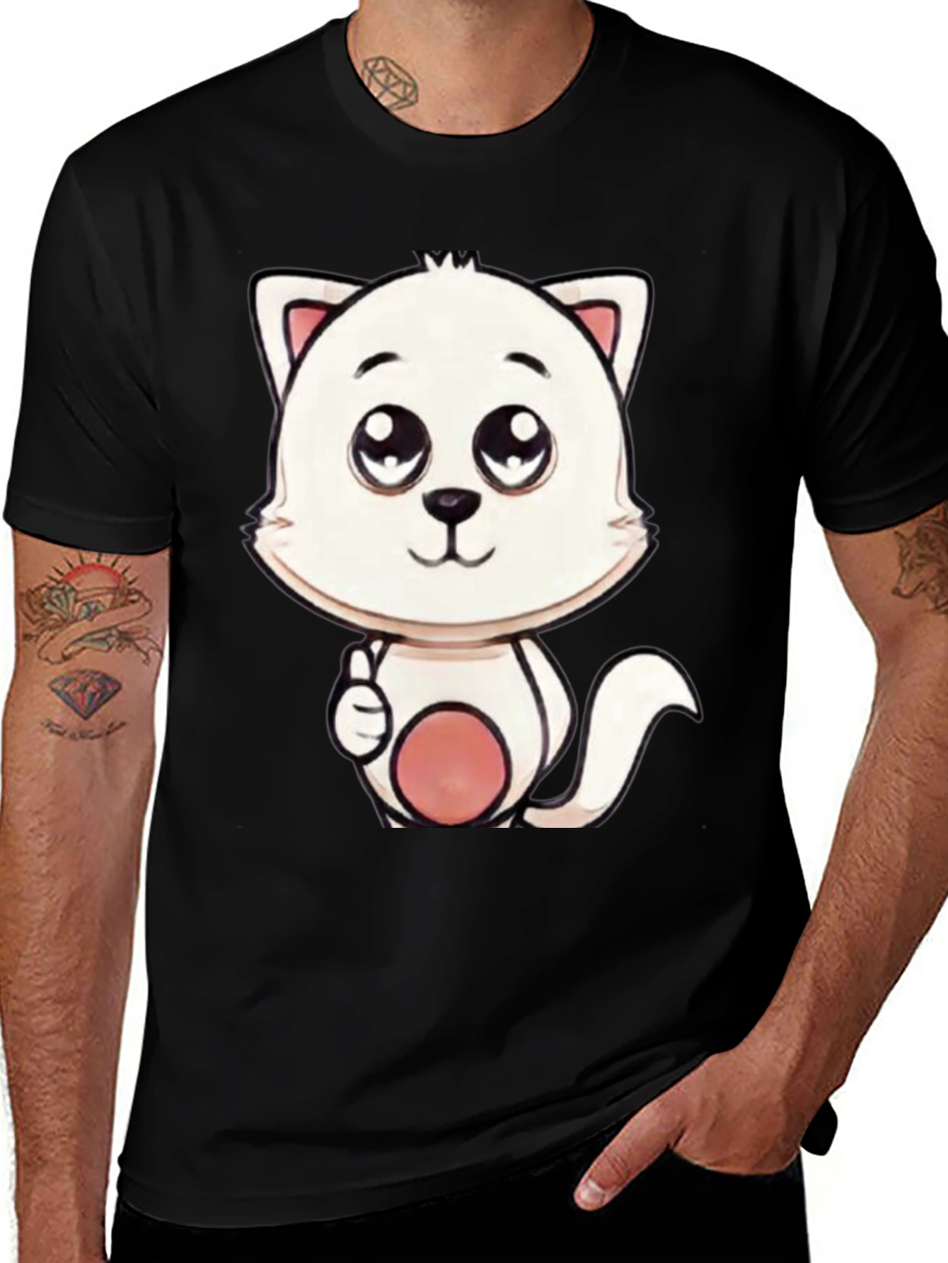 Variant 7 of Cute Cartoon Cat T-Shirt - Unisex Style