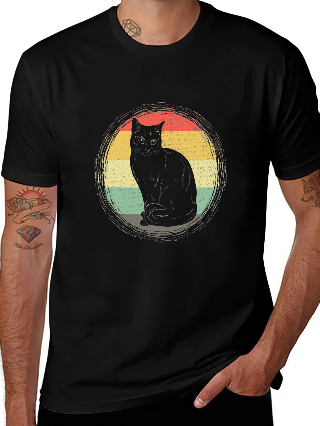 Variant 19 of Retro Cat T-Shirt - Black Cat Graphic Tee