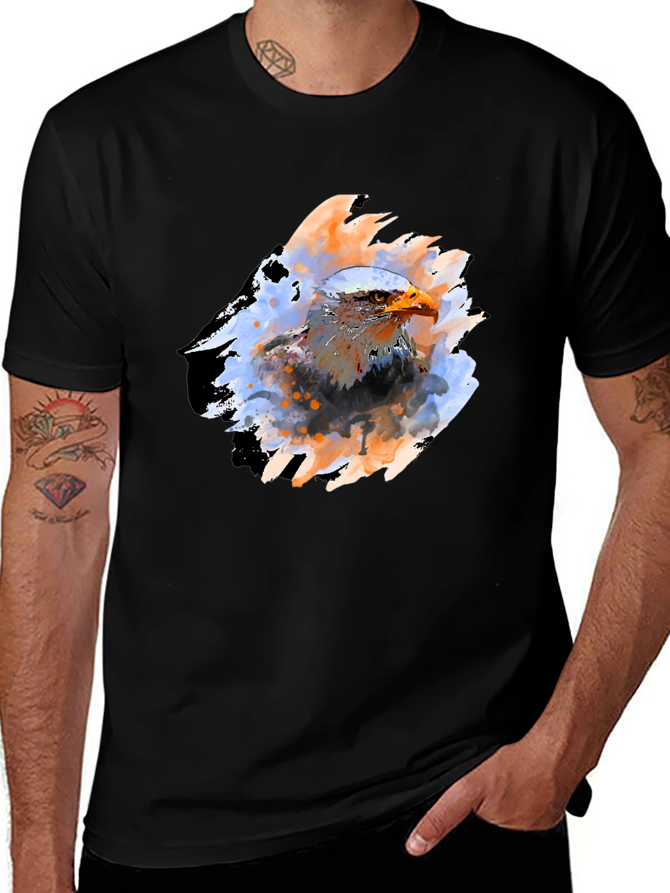 Variant 7 of Eagle Watercolor Graphic T-Shirt - Black