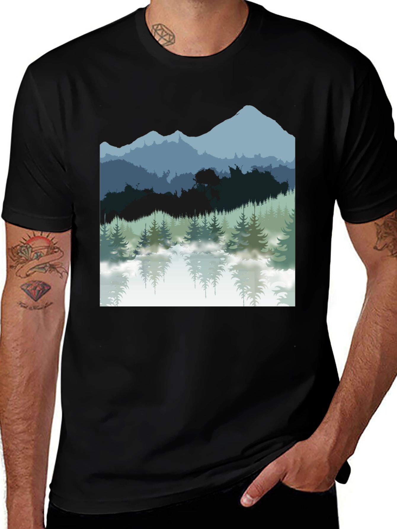 Variant 4 of Nature Reflection Graphic Tee - Soft Cotton Blend