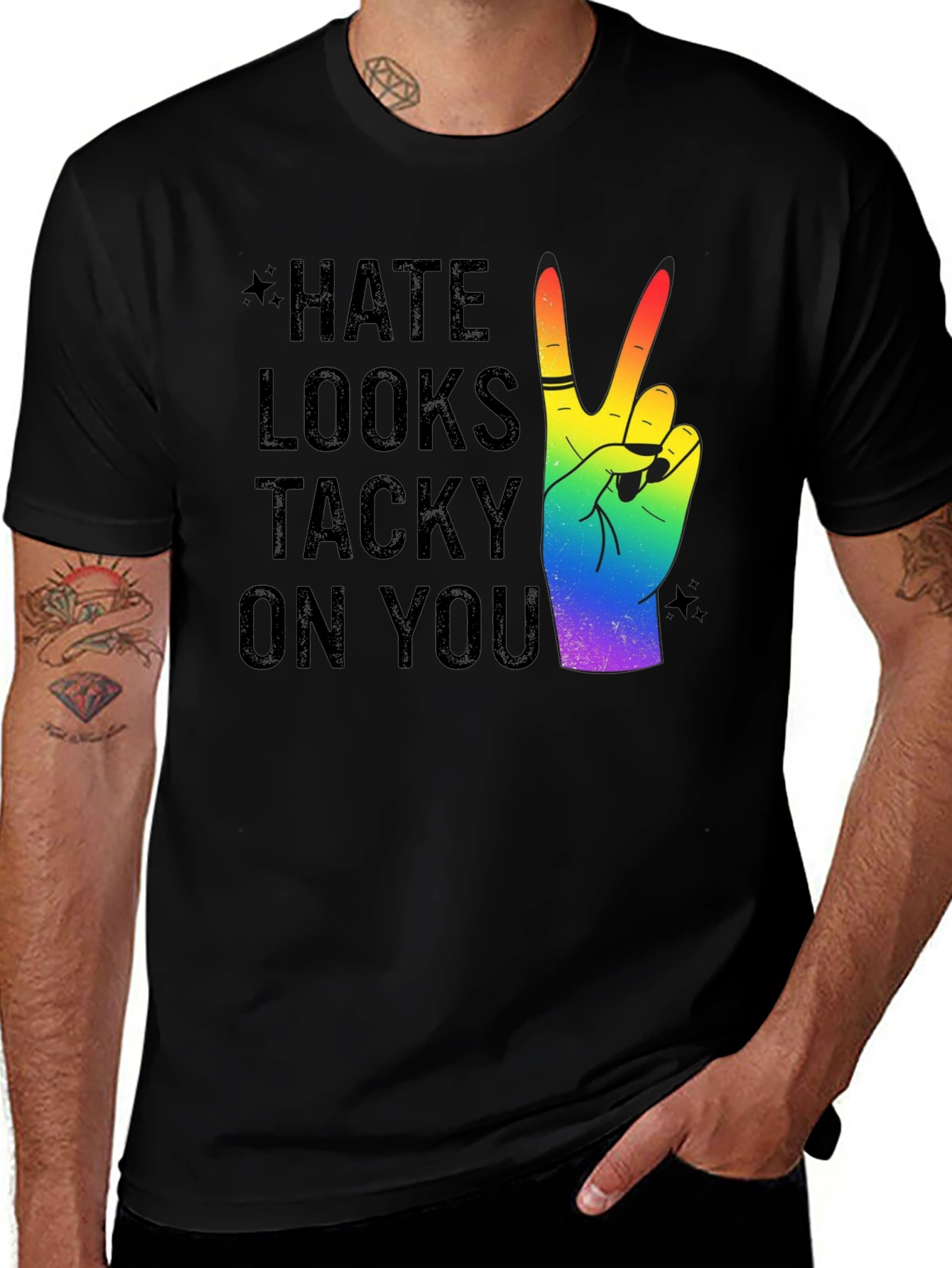 Hate Looks Tacky On You Rainbow Peace T-Shirt