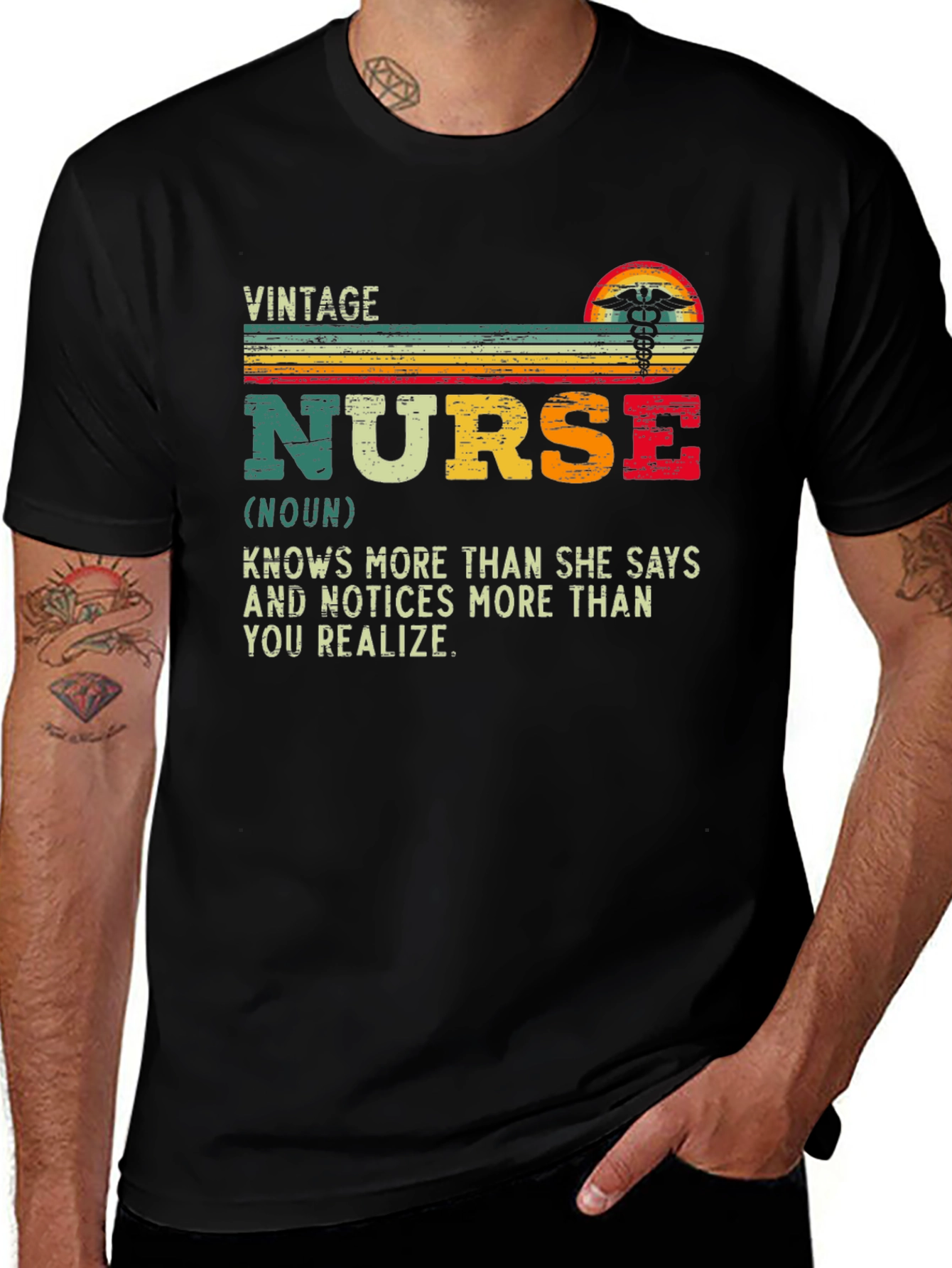 Variant 28 of Vintage Nurse T-Shirt: Knows More Than She Says