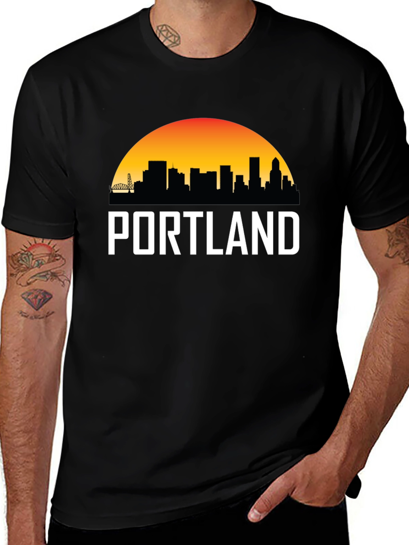 Variant 22 of Portland Skyline Graphic Tee - Black