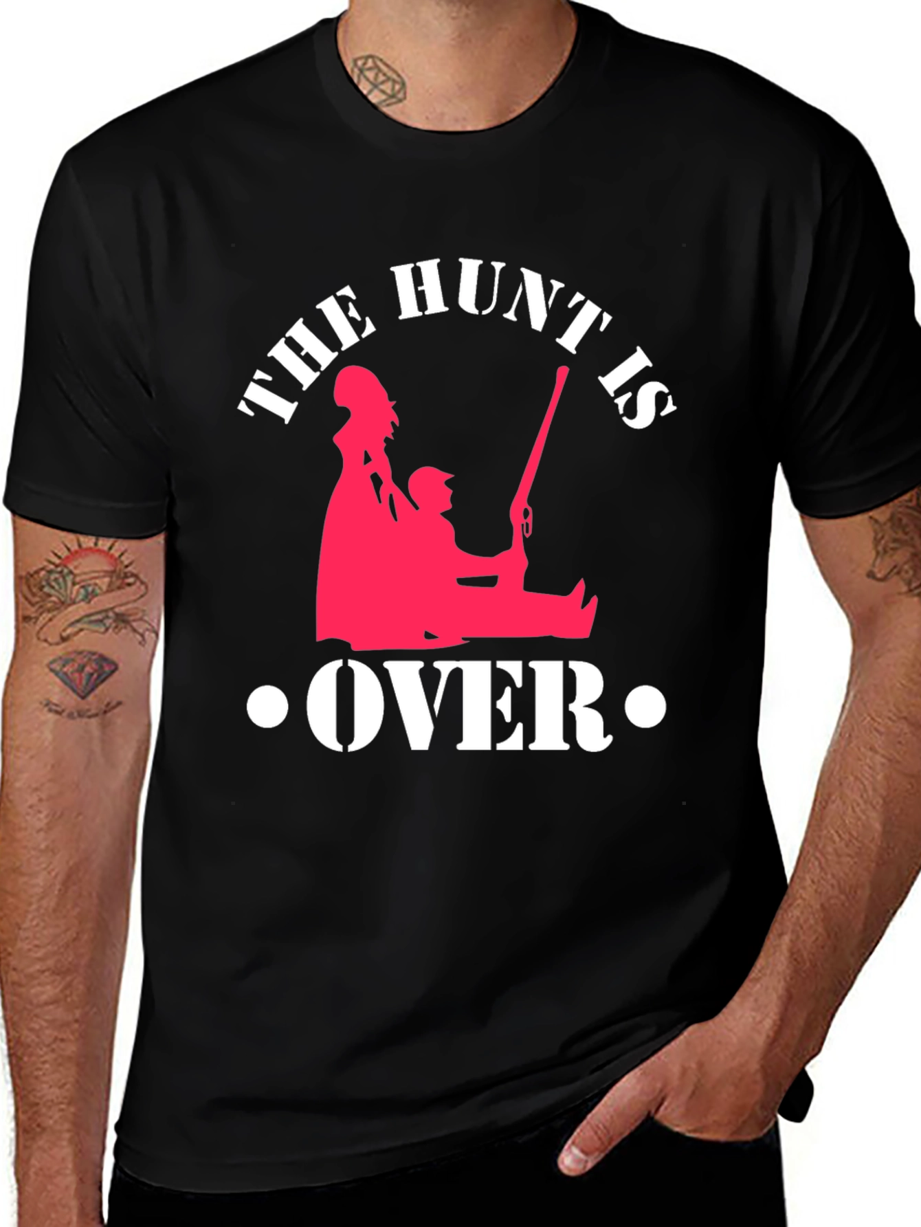 Variant 4 of The Hunt Is Over Black Graphic T-Shirt