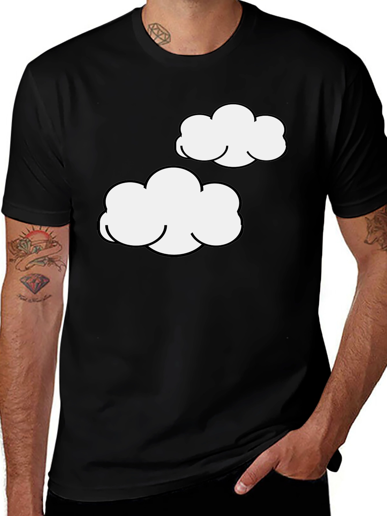 Variant 8 of Cloud Graphic Tee - Black Cotton Blend T-Shirt
