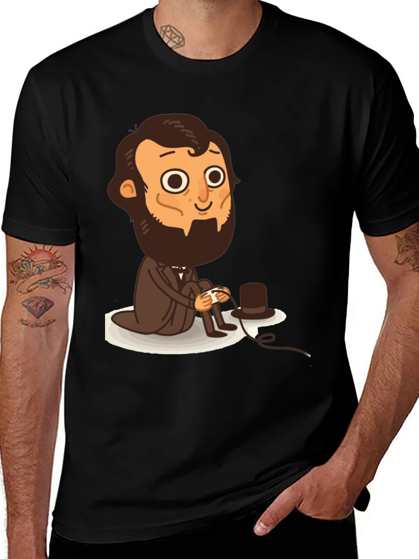 Variant 27 of Cartoon Lincoln Gamer Black T-Shirt