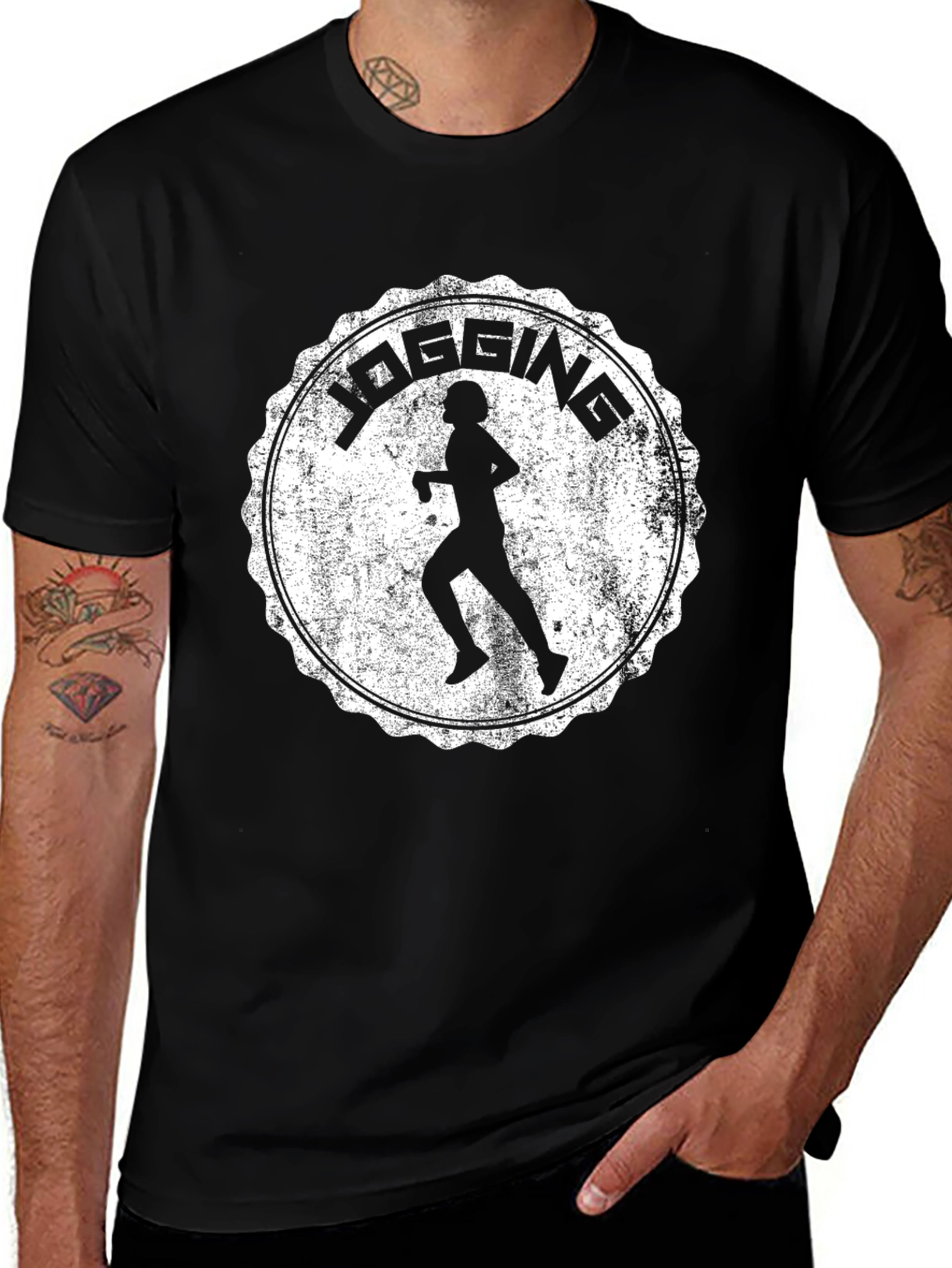 Variant 4 of Jogging Graphic T-Shirt - Men's Black Tee