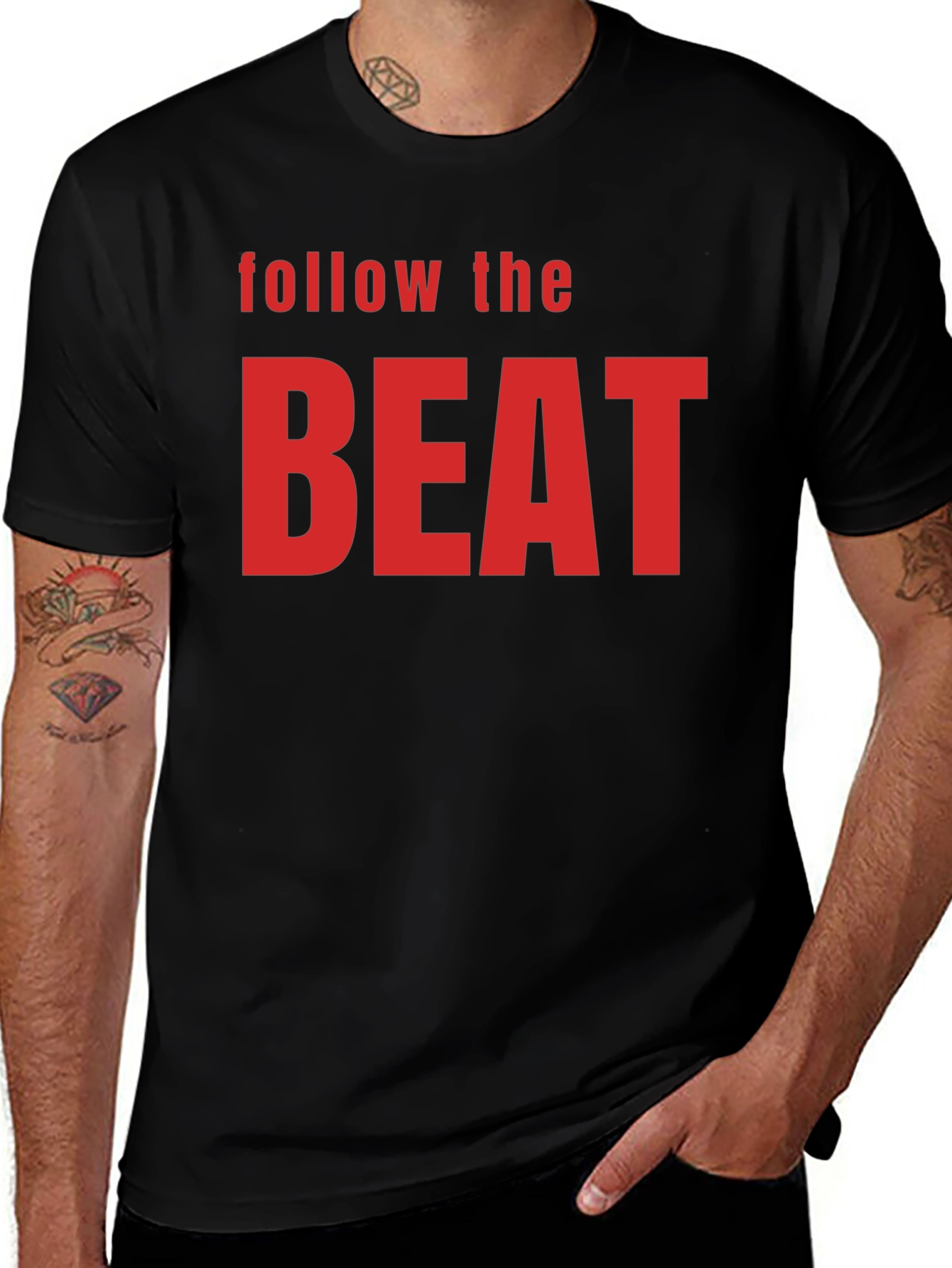 Variant 23 of Follow the Beat Black Graphic Tee