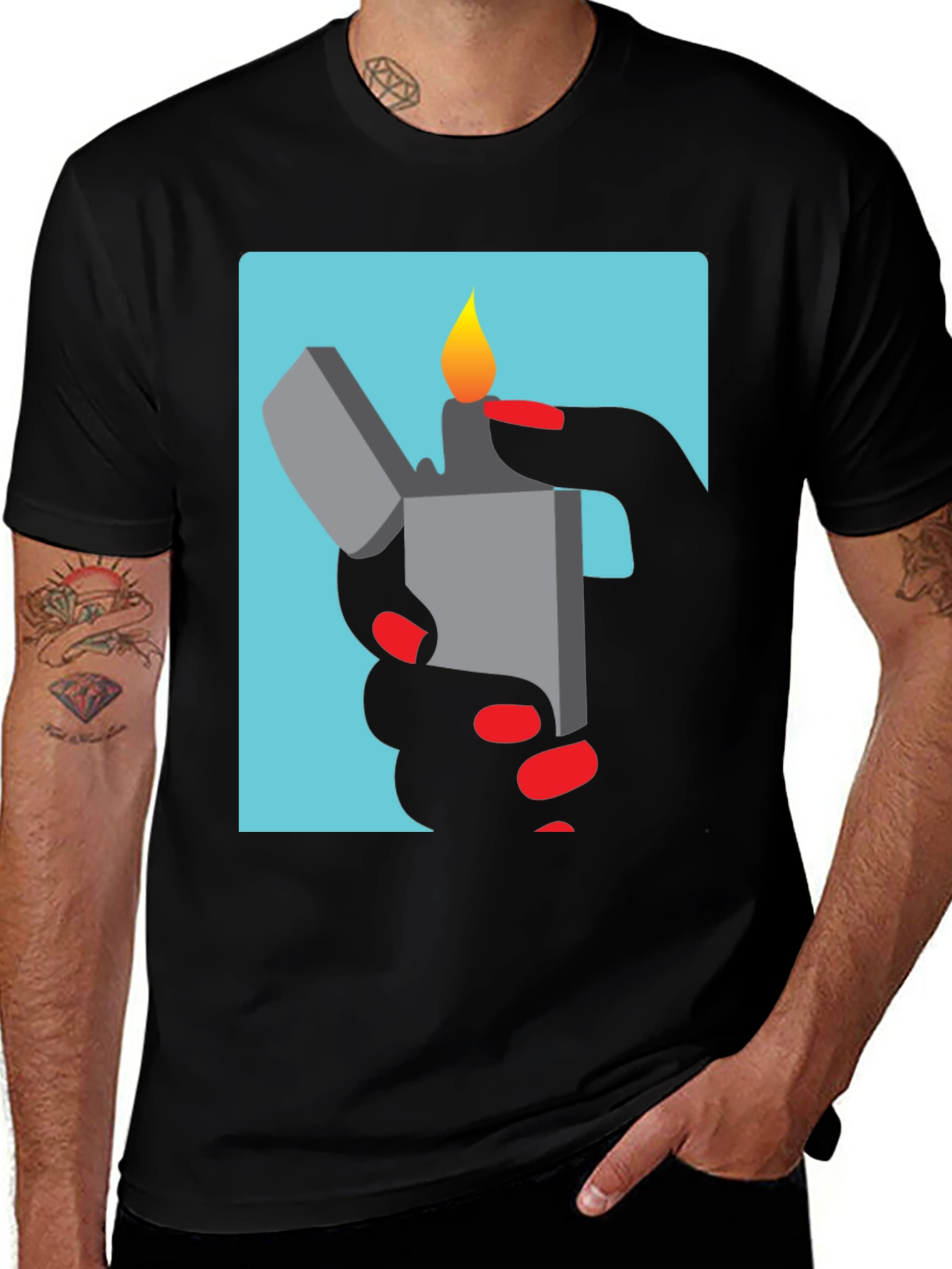 Black Lighter Graphic Tee - Sleek Design, Soft Fabric main image