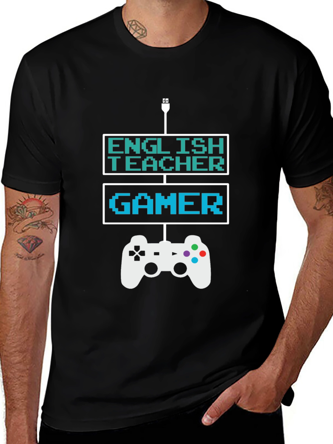 Variant 4 of English Teacher Gamer T-Shirt - Level Up Your Style!