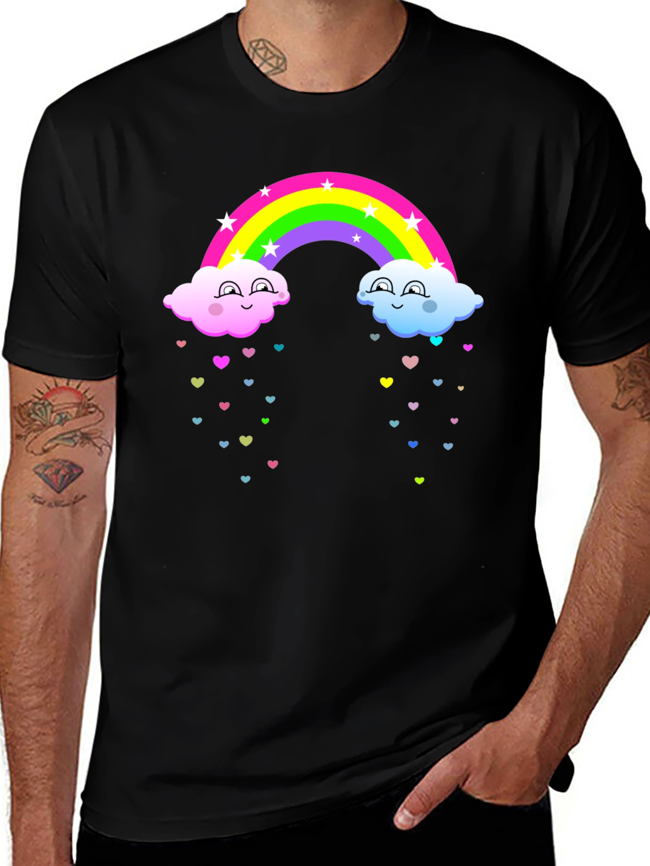 Variant 9 of Rainbow Cloud Hearts Graphic T-Shirt