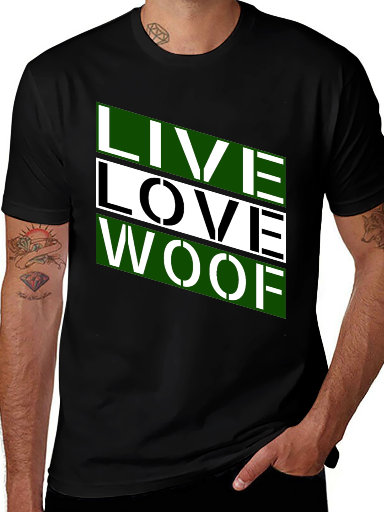 Variant 26 of Live Love Woof Graphic Tee - Trendy Dog Lover Shirt