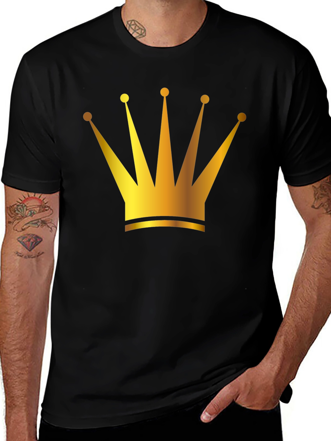 Variant 5 of Golden Crown Graphic Tee - Black