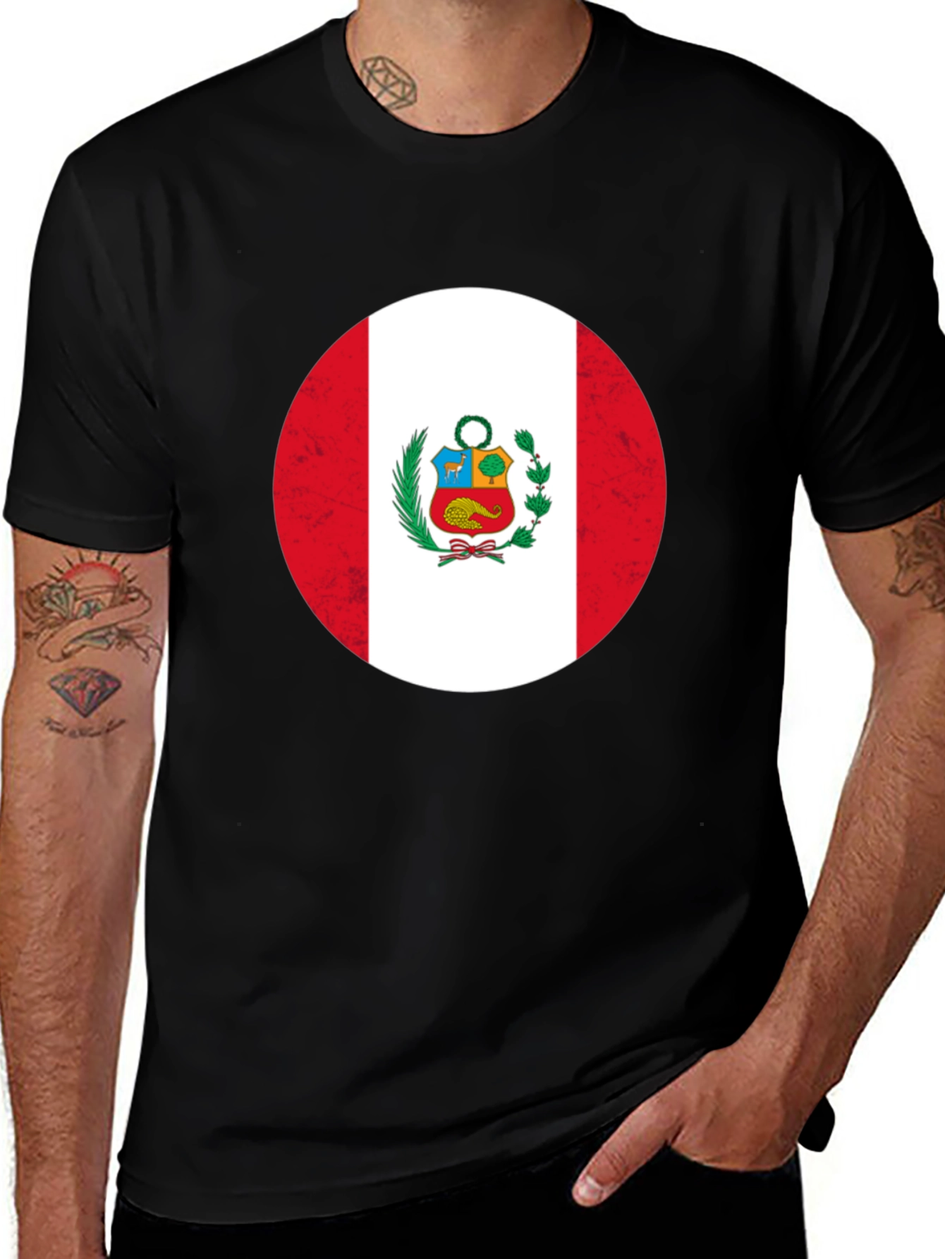 Variant 7 of Peru Flag T-Shirt - Black Patriotic Tee