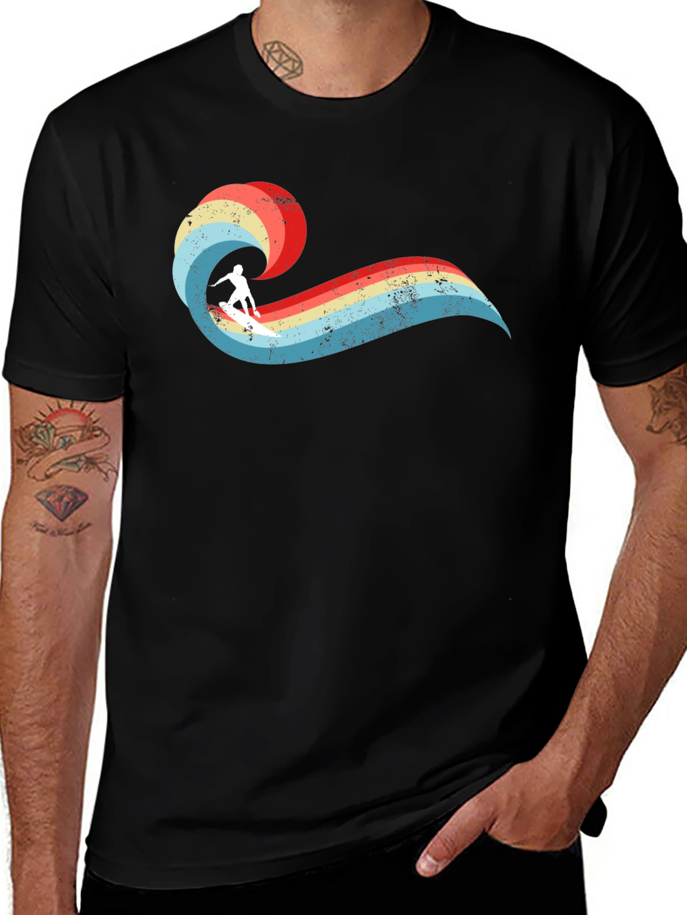 Variant 2 of Retro Surfer Wave Tee - Vintage Style