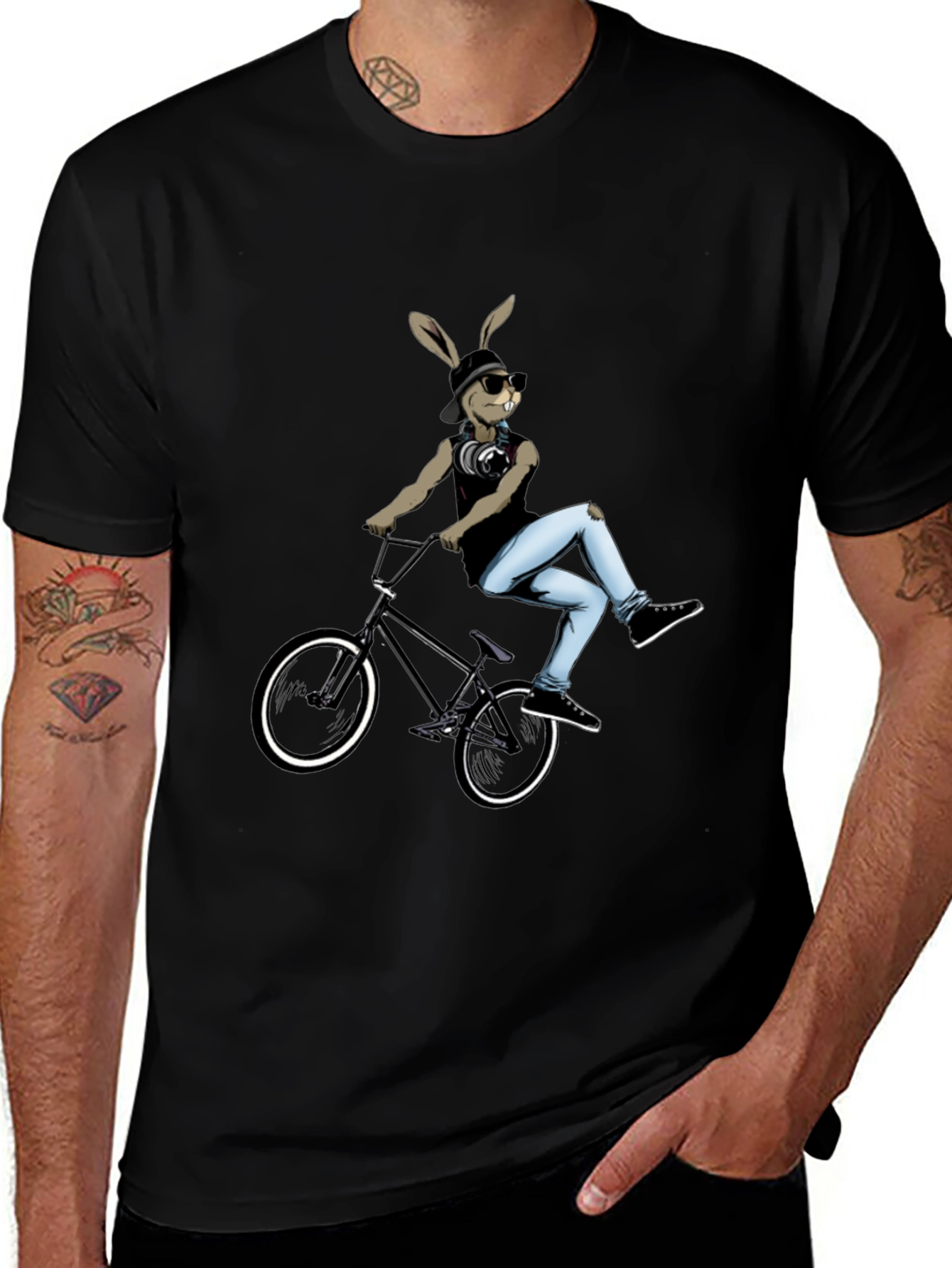 Variant 25 of Cool Rabbit on Bike Graphic T-Shirt