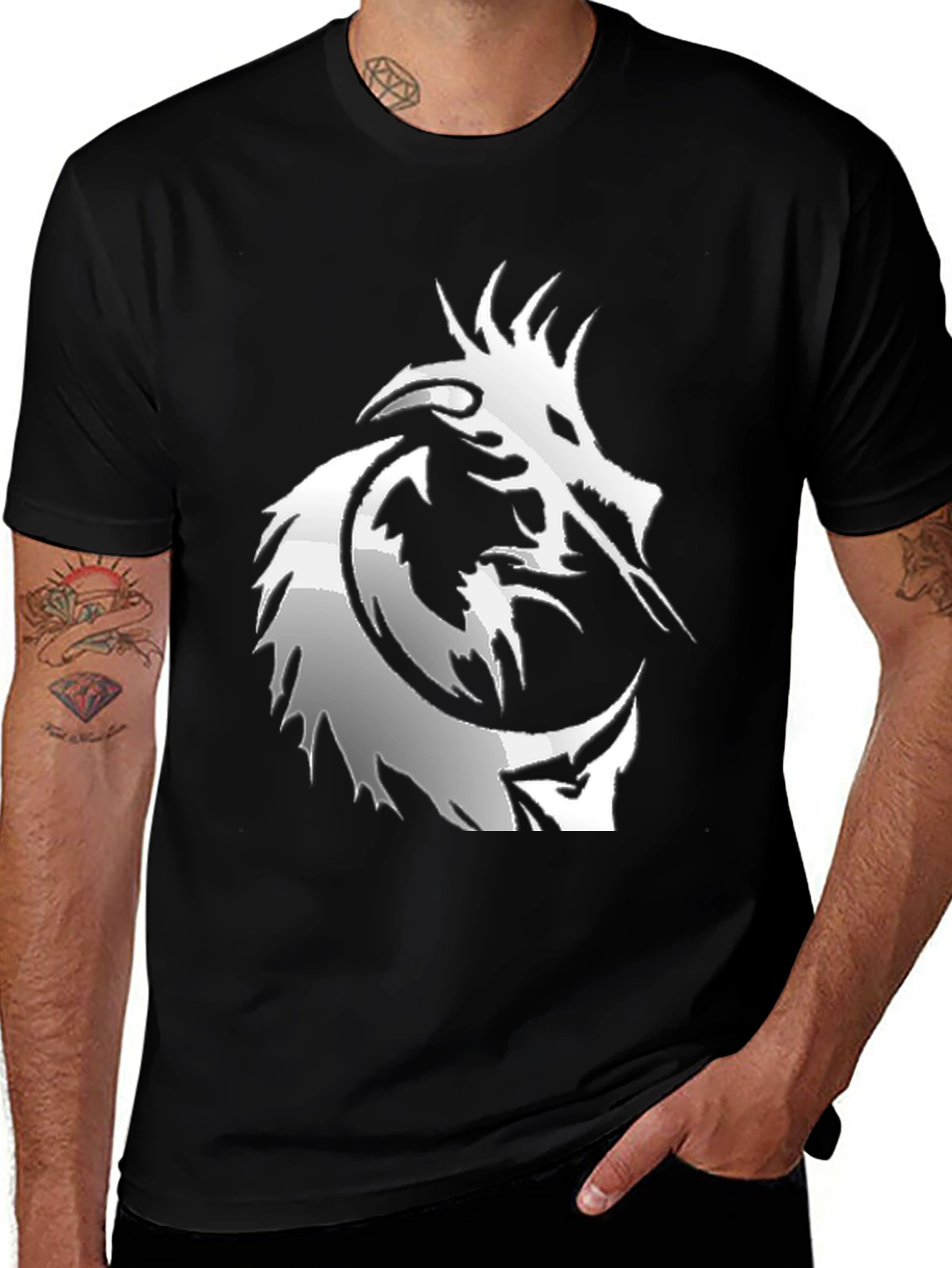 Variant 10 of Dragon Graphic Tee - Black Cotton T-Shirt