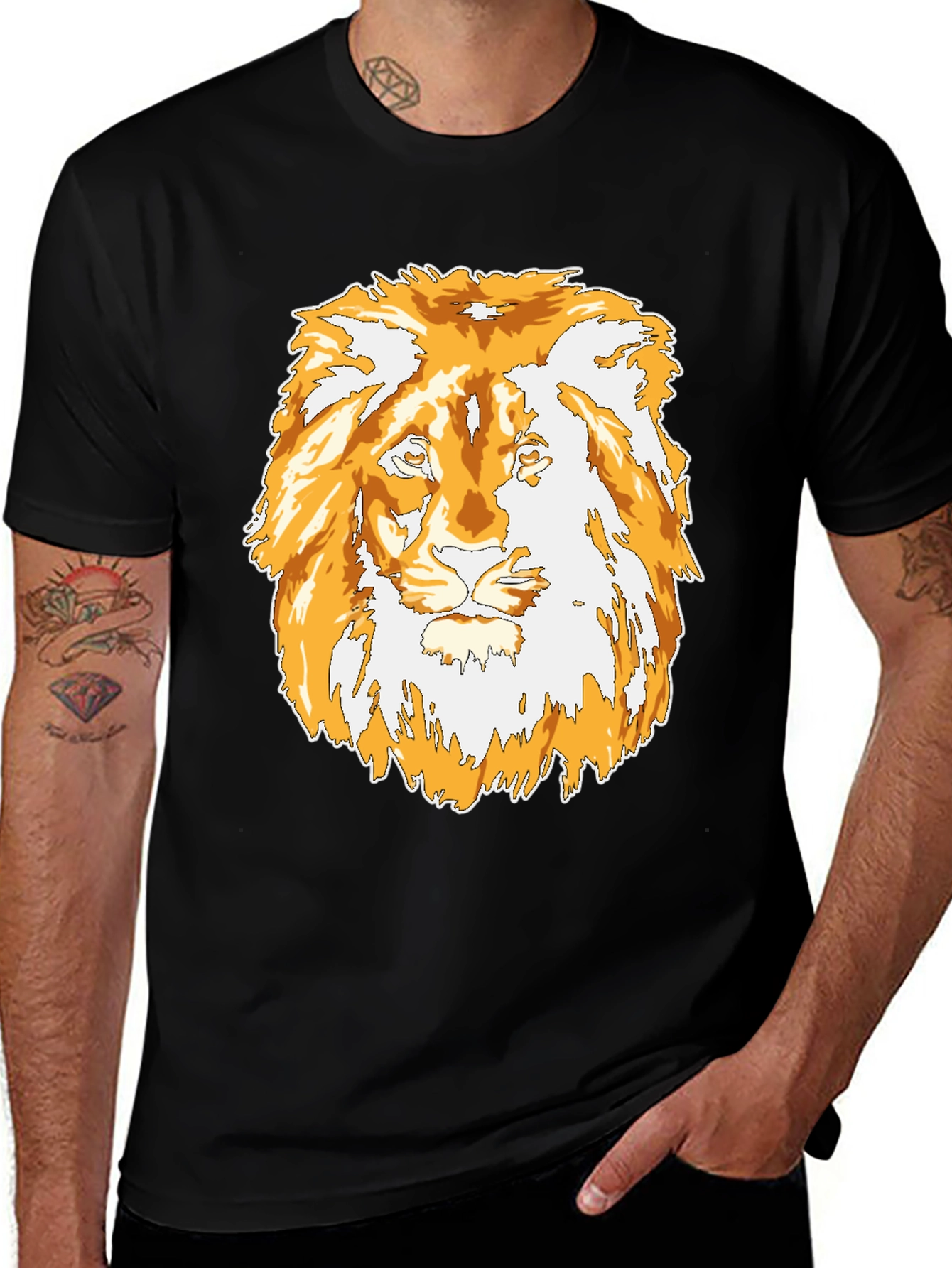 Variant 27 of Lion Graphic Black T-Shirt - Mens Casual Tee
