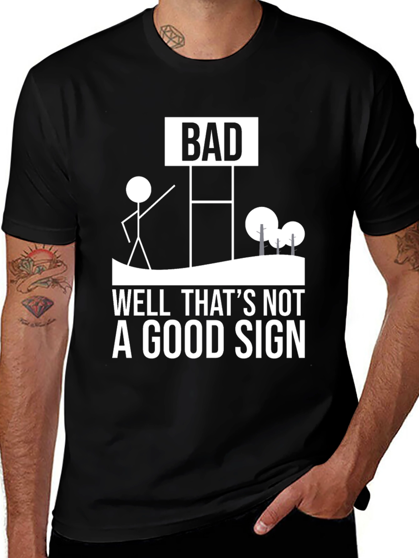 Variant 14 of Funny "Bad Sign" Graphic Tee - Humorous Novelty Shirt